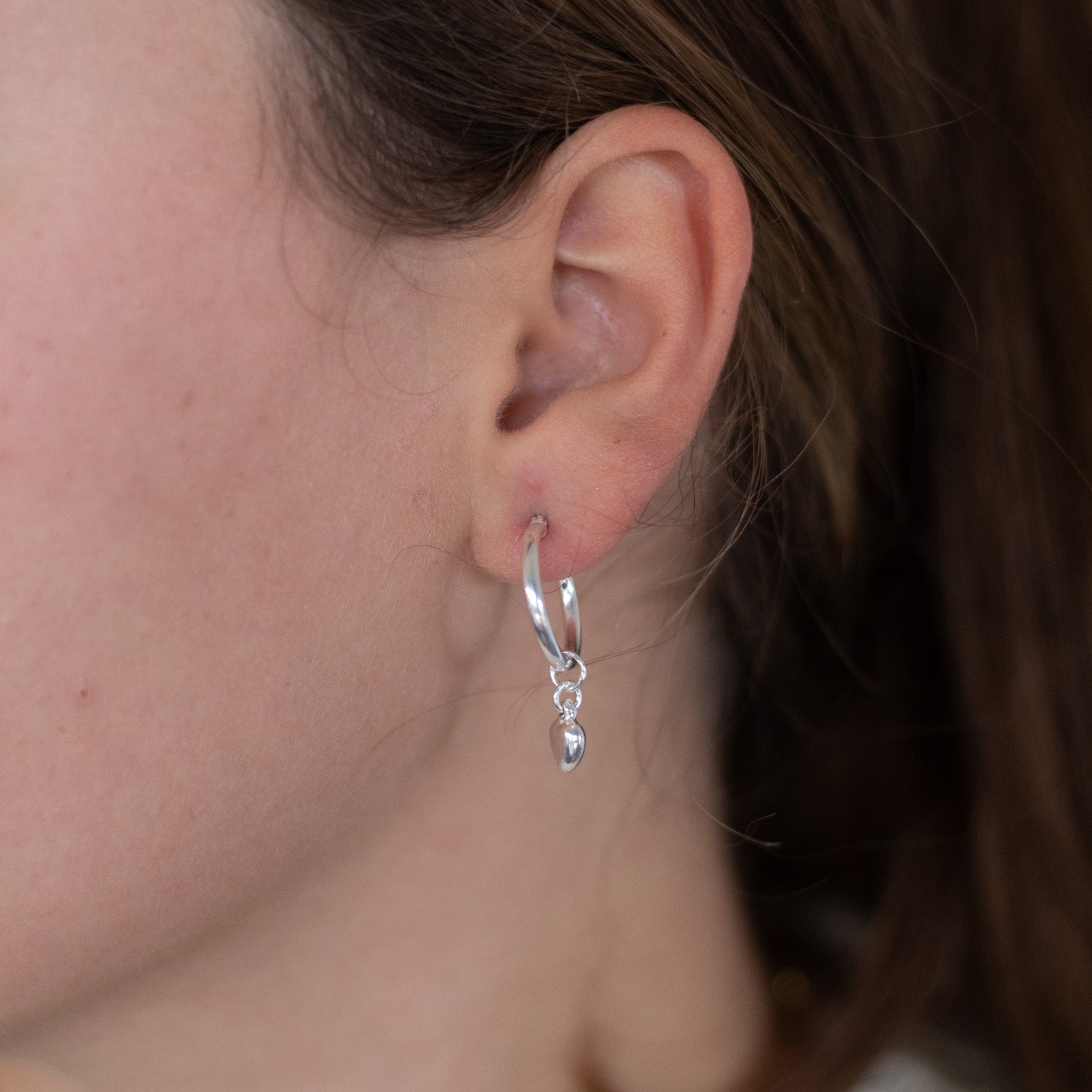 Tube Hoops & Sterling Silver Heart Drops