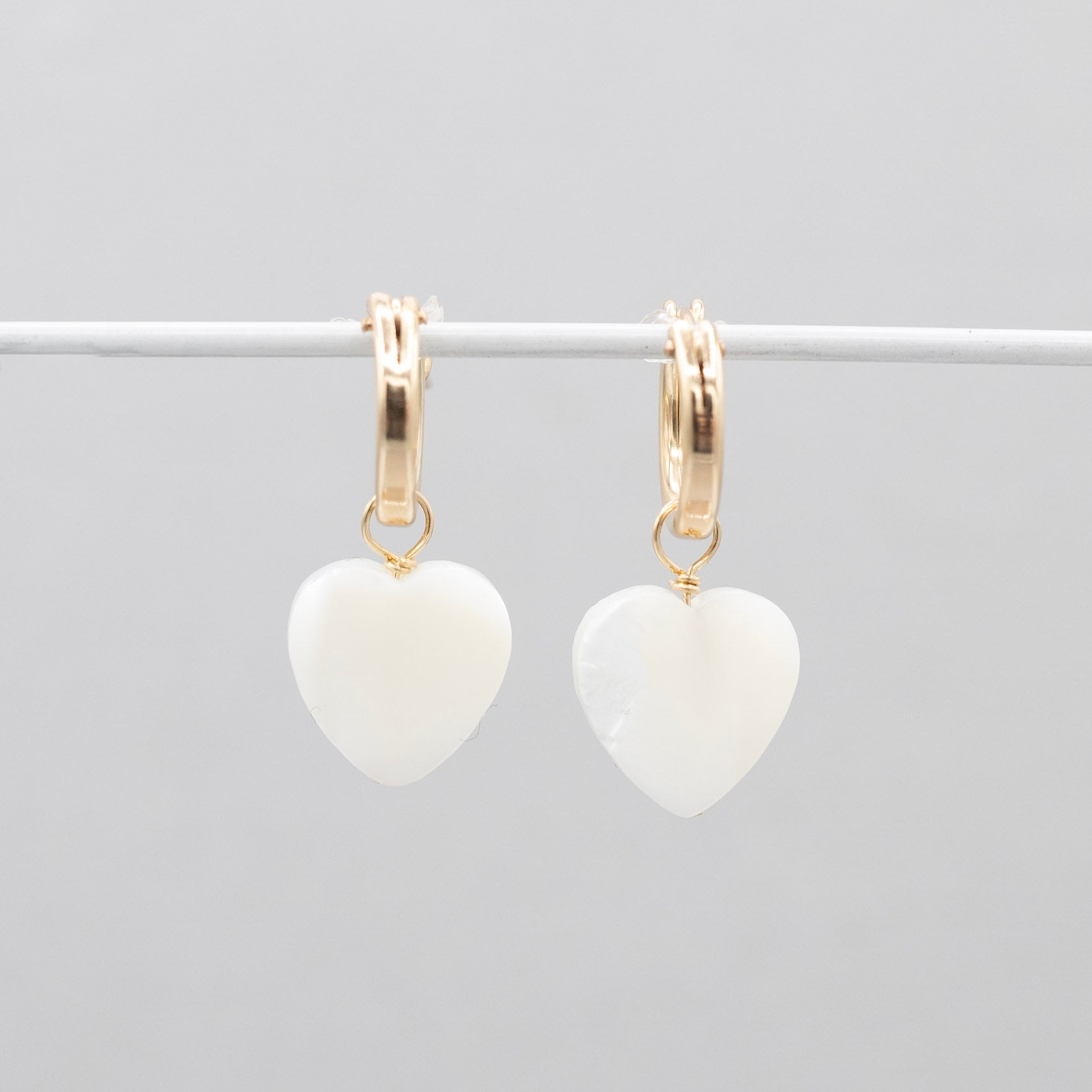 Tube Hoops & Mother of Pearl Heart Drops - Jewel Ya