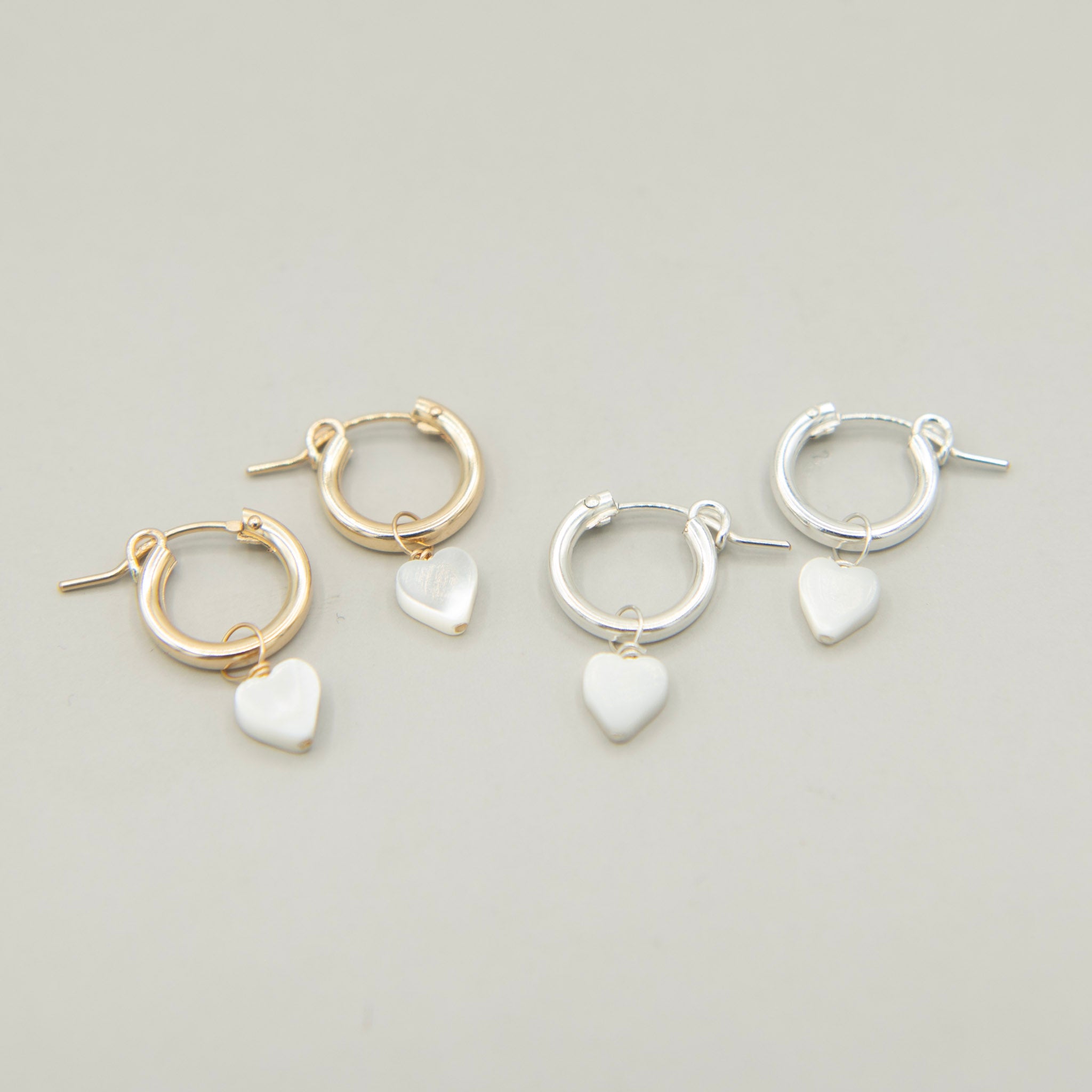 Tube Hoops & Mother of Pearl Heart Drops - Jewel Ya