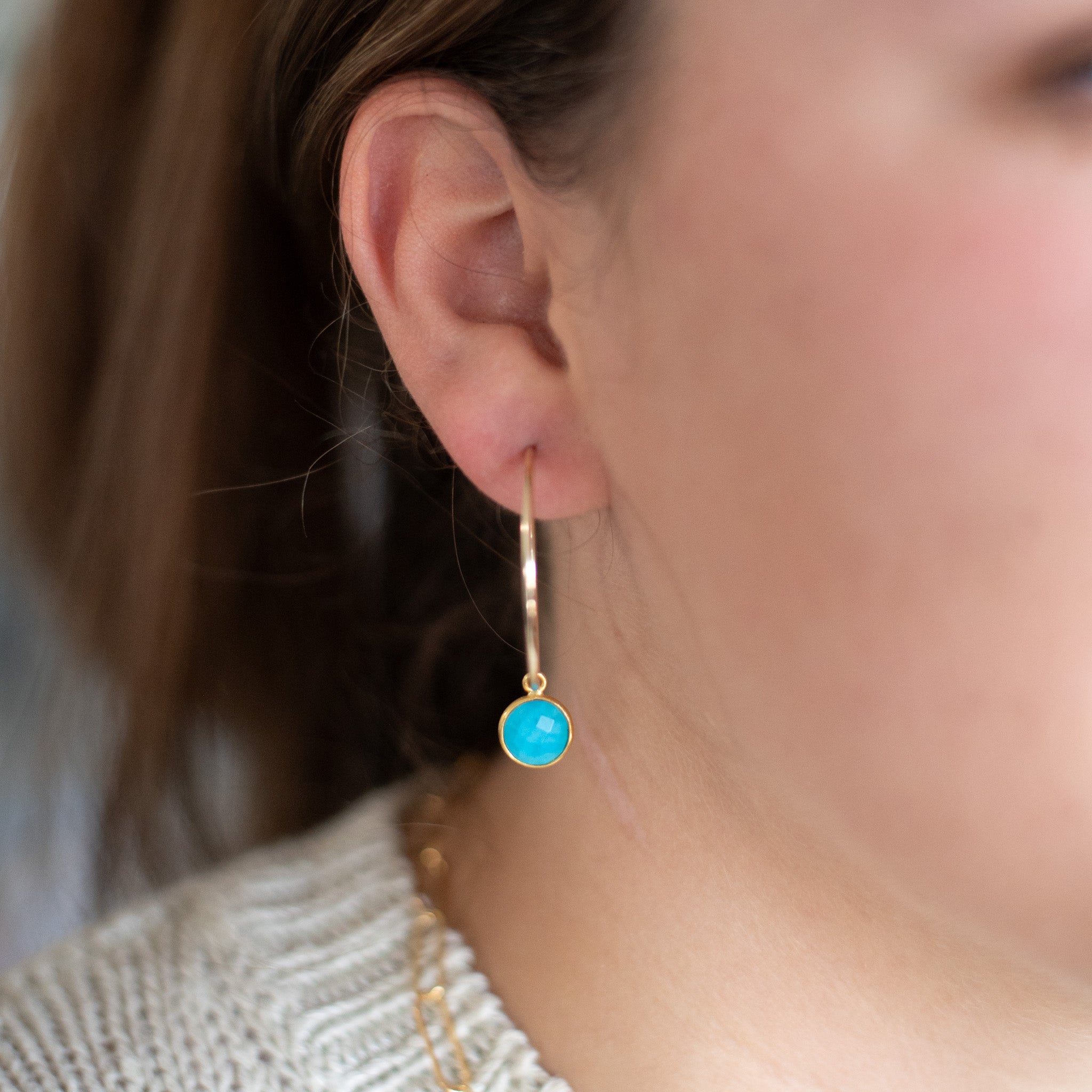 Turquoise Hoop Drops - Jewel Ya