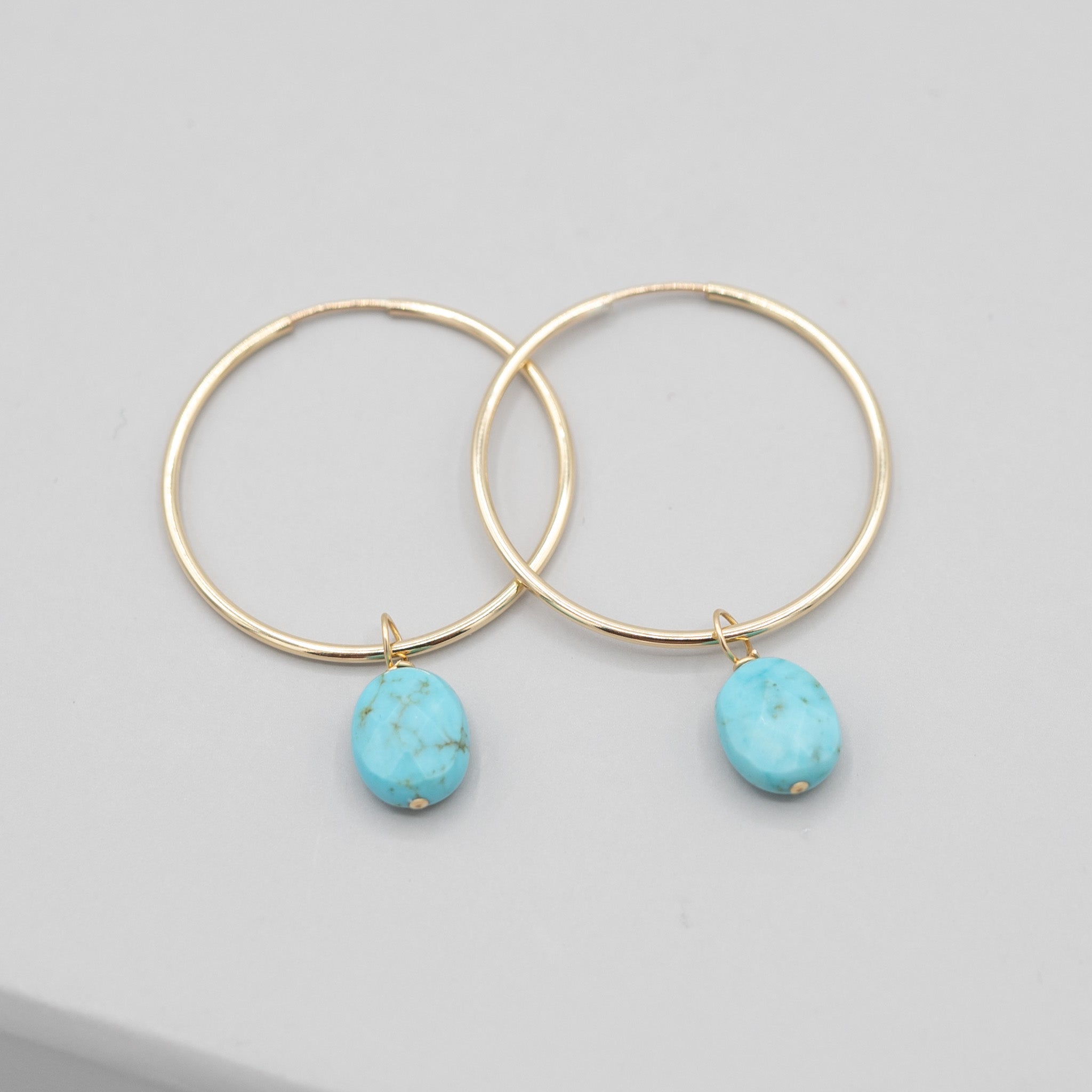 Turquoise Faceted Hoop Drops - Jewel Ya