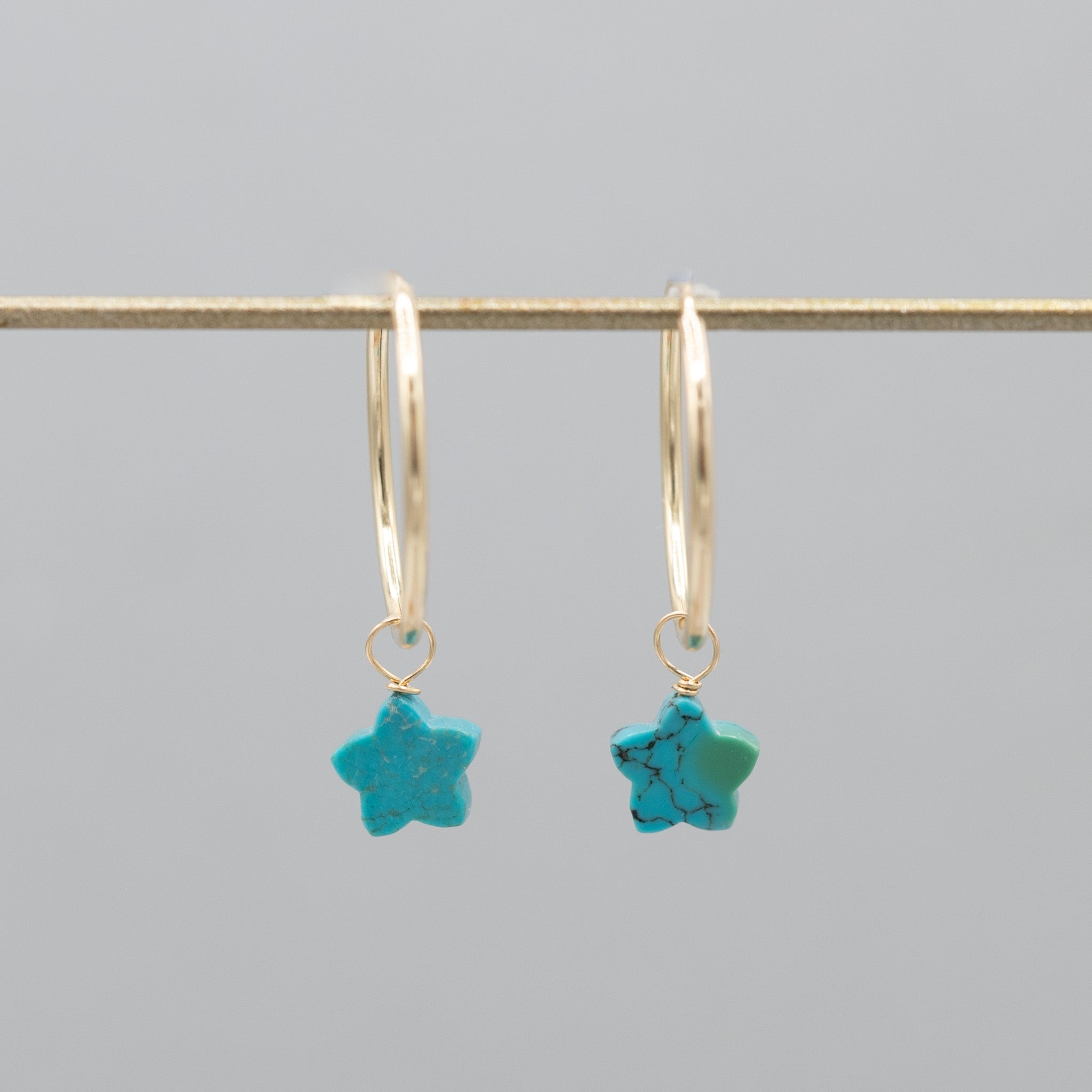 Turquoise Star Hoop Drops - Jewel Ya