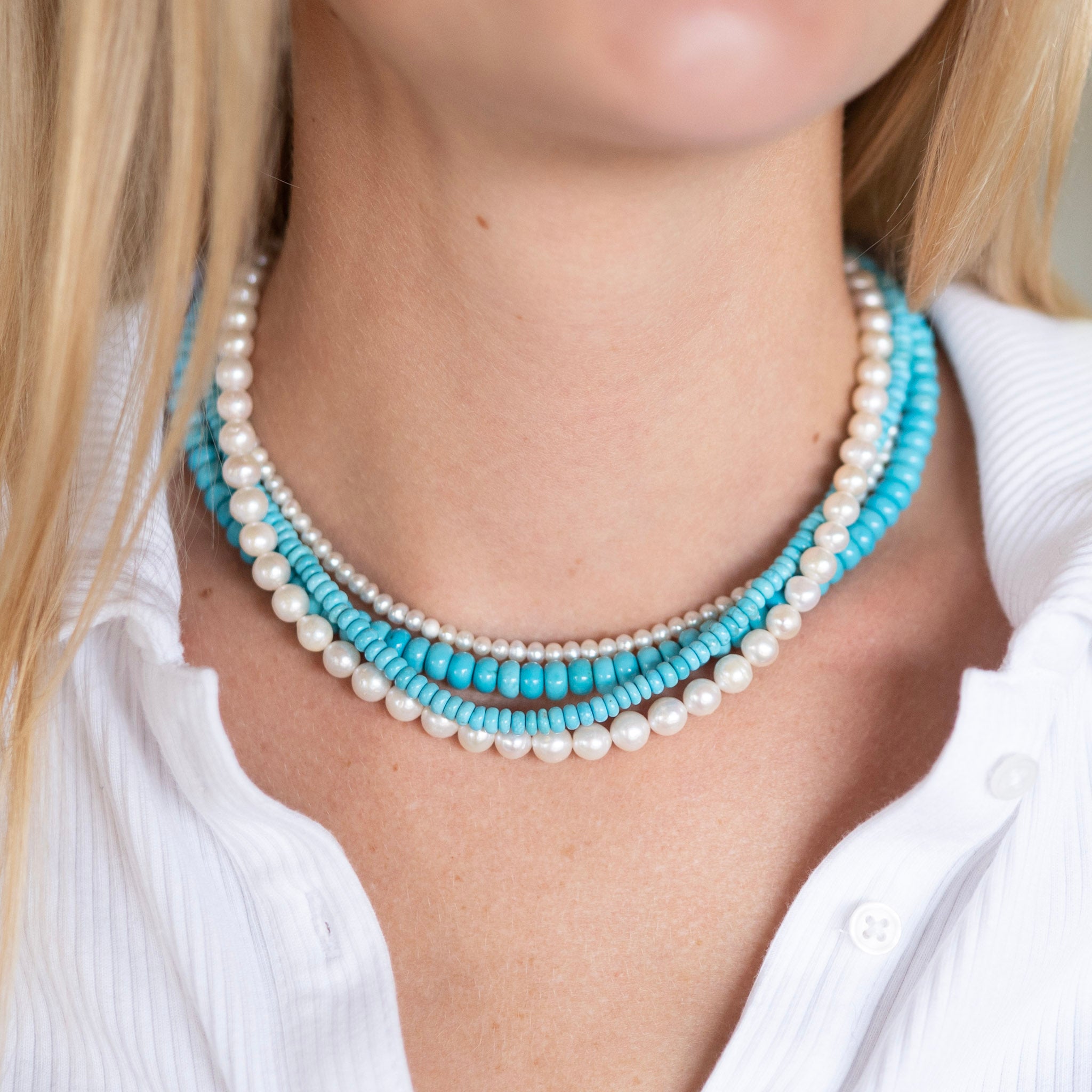 Turquoise Beaded Necklace Layers