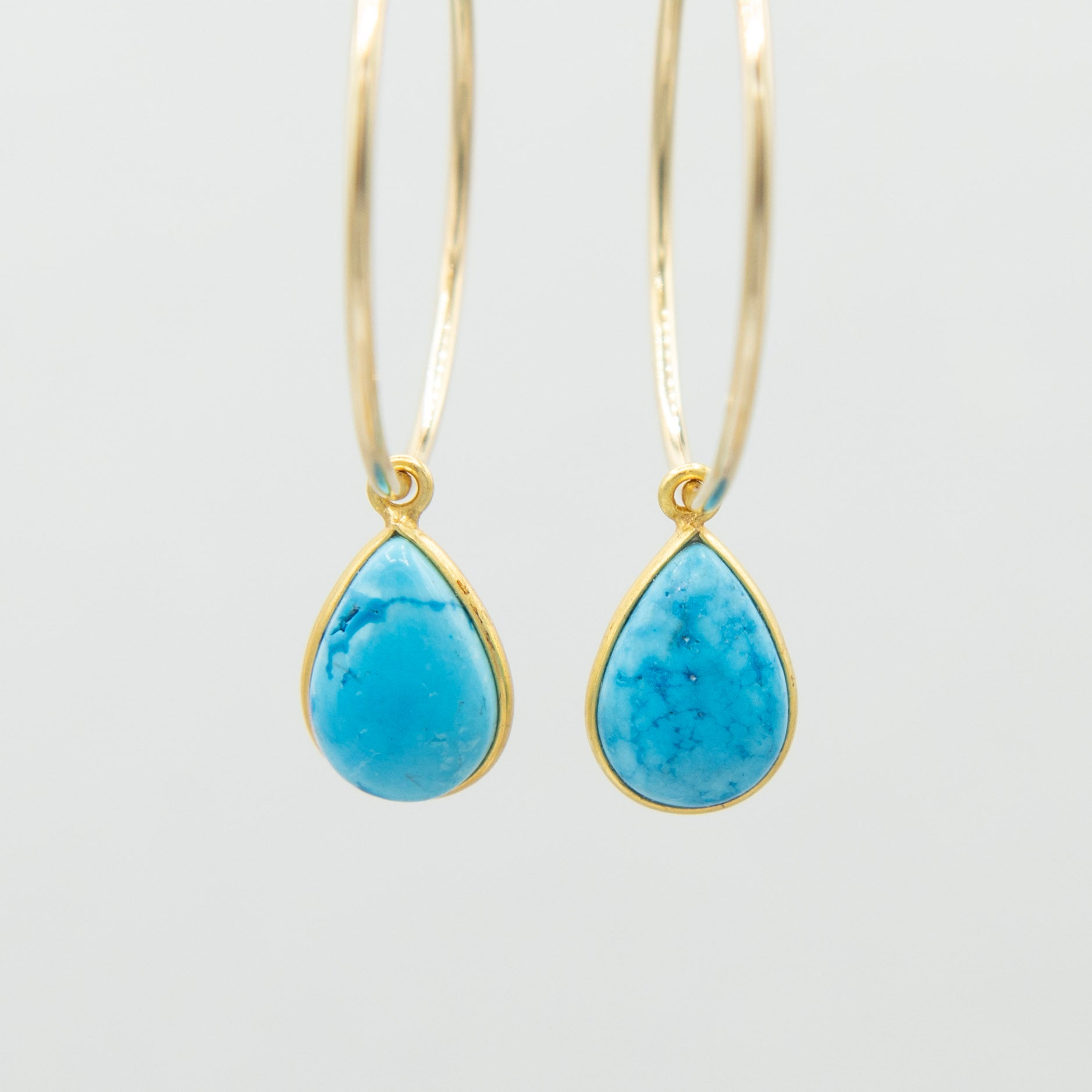 Turquoise Teardrop Hoop Drops - Jewel Ya