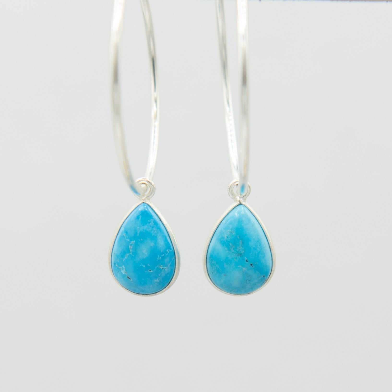 Turquoise Teardrop Hoop Drops - Jewel Ya