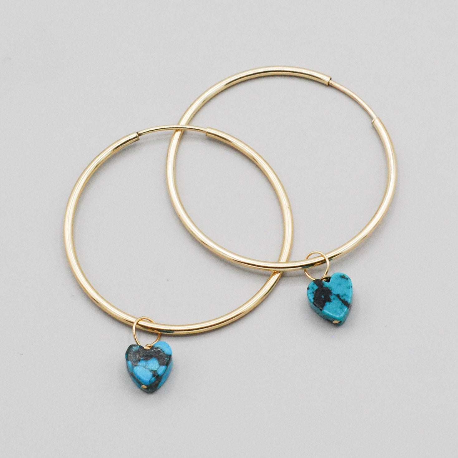 Turquoise Heart Hoop Drops - Jewel Ya