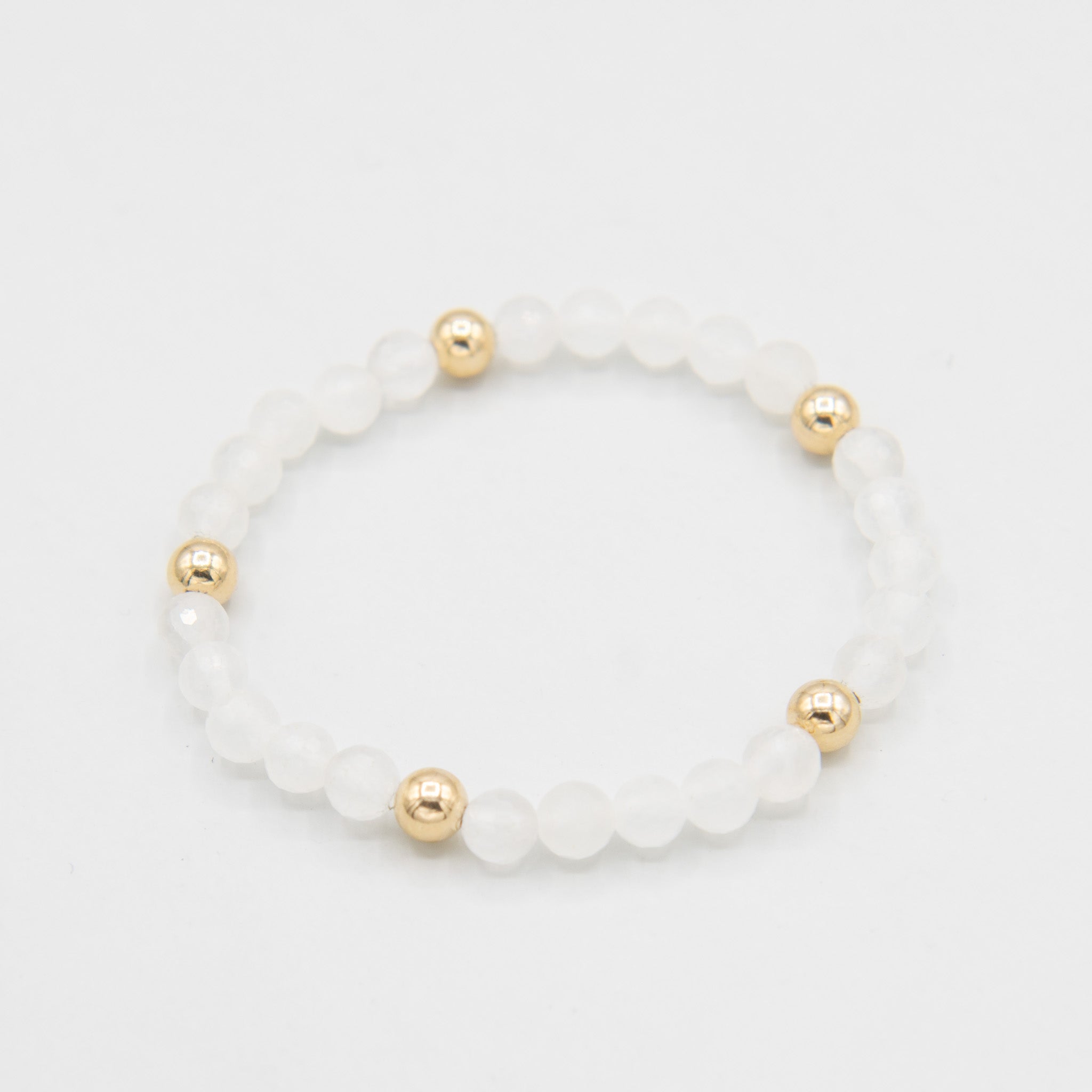 White Jade Beaded Lux Bracelet - Jewel Ya