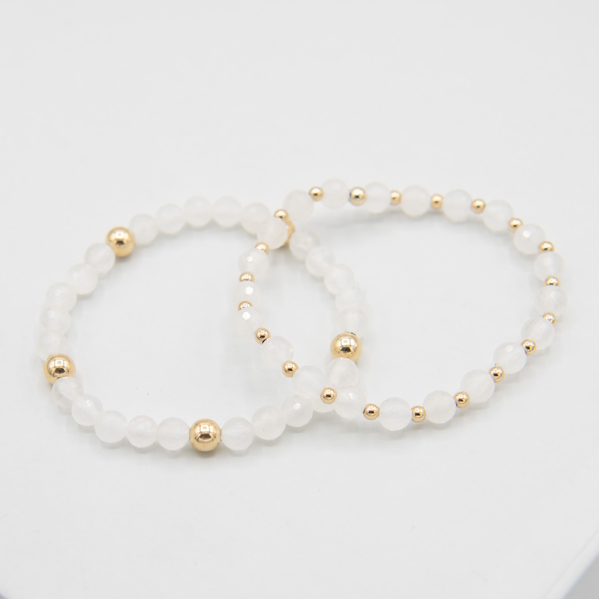 White Jade Beaded Lux Bracelet - Jewel Ya