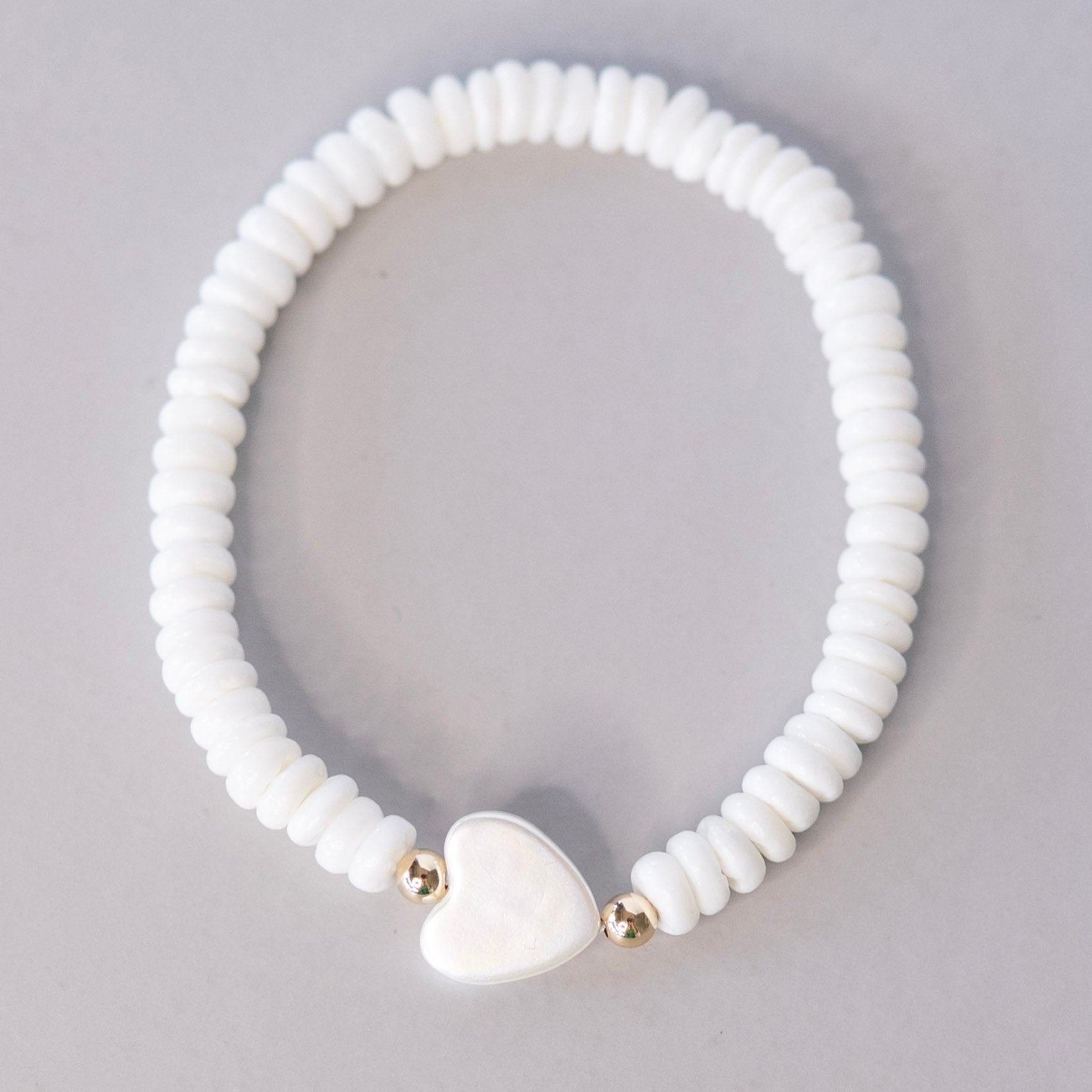 White Shell Heart Bracelet