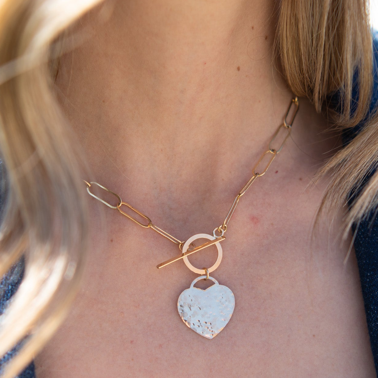 XL 14k Gold Filled Heart Toggle Necklace