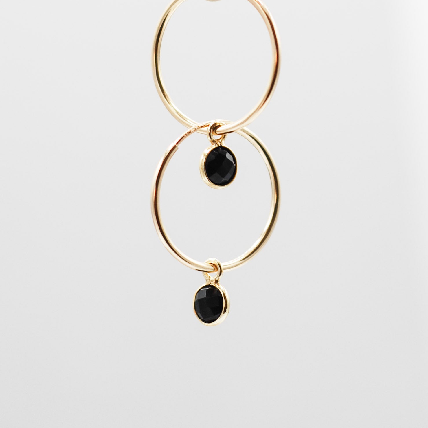 Petite Black Onyx Hoop Drops - Jewel Ya