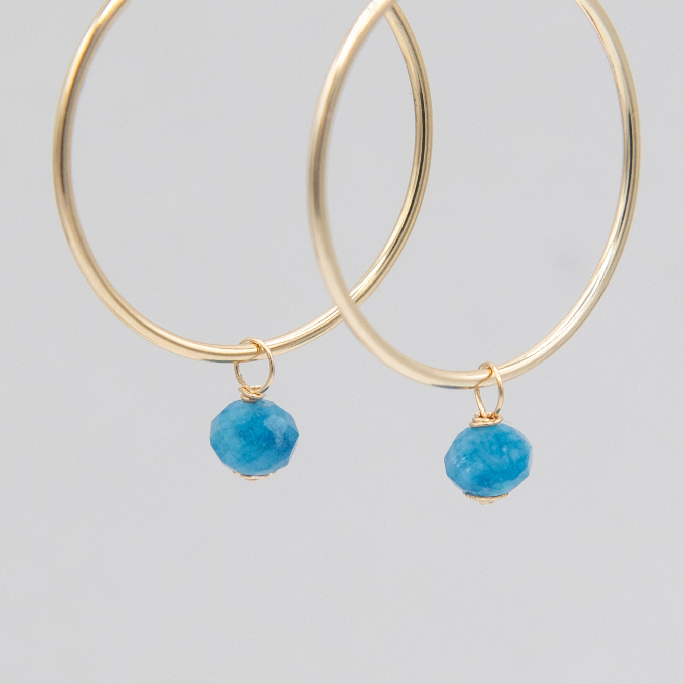 Blue or Purple Jade Hoop Drops - Jewel Ya