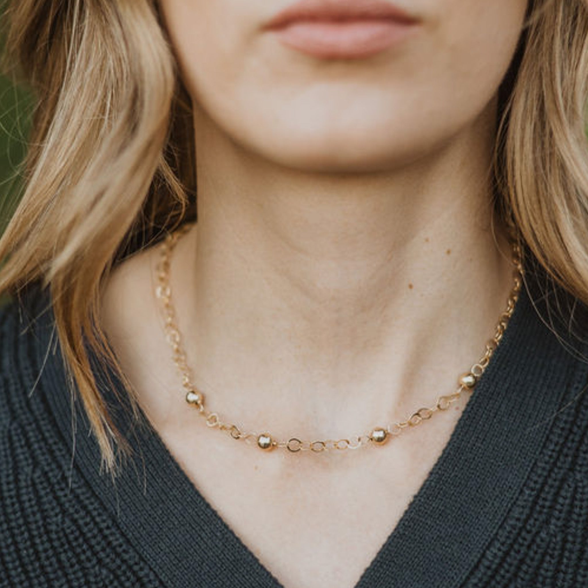 14k Gold Filled Circle Chain Necklace Layering Set - Jewel Ya