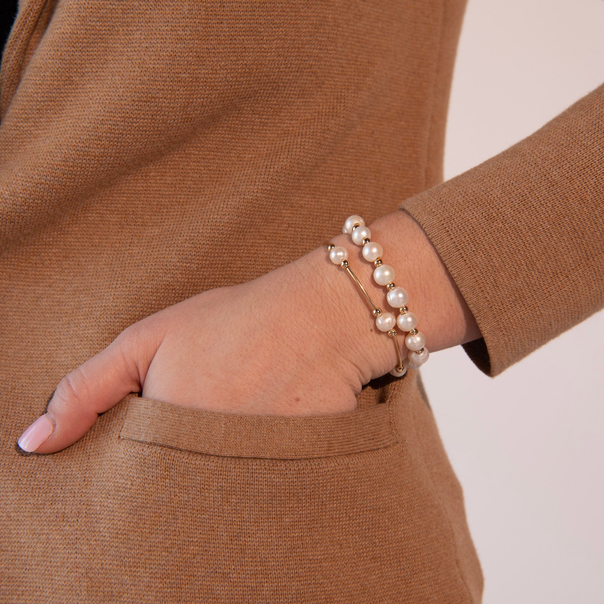 Freshwater Pearl Tube & Beaded Bracelet Set - Jewel Ya