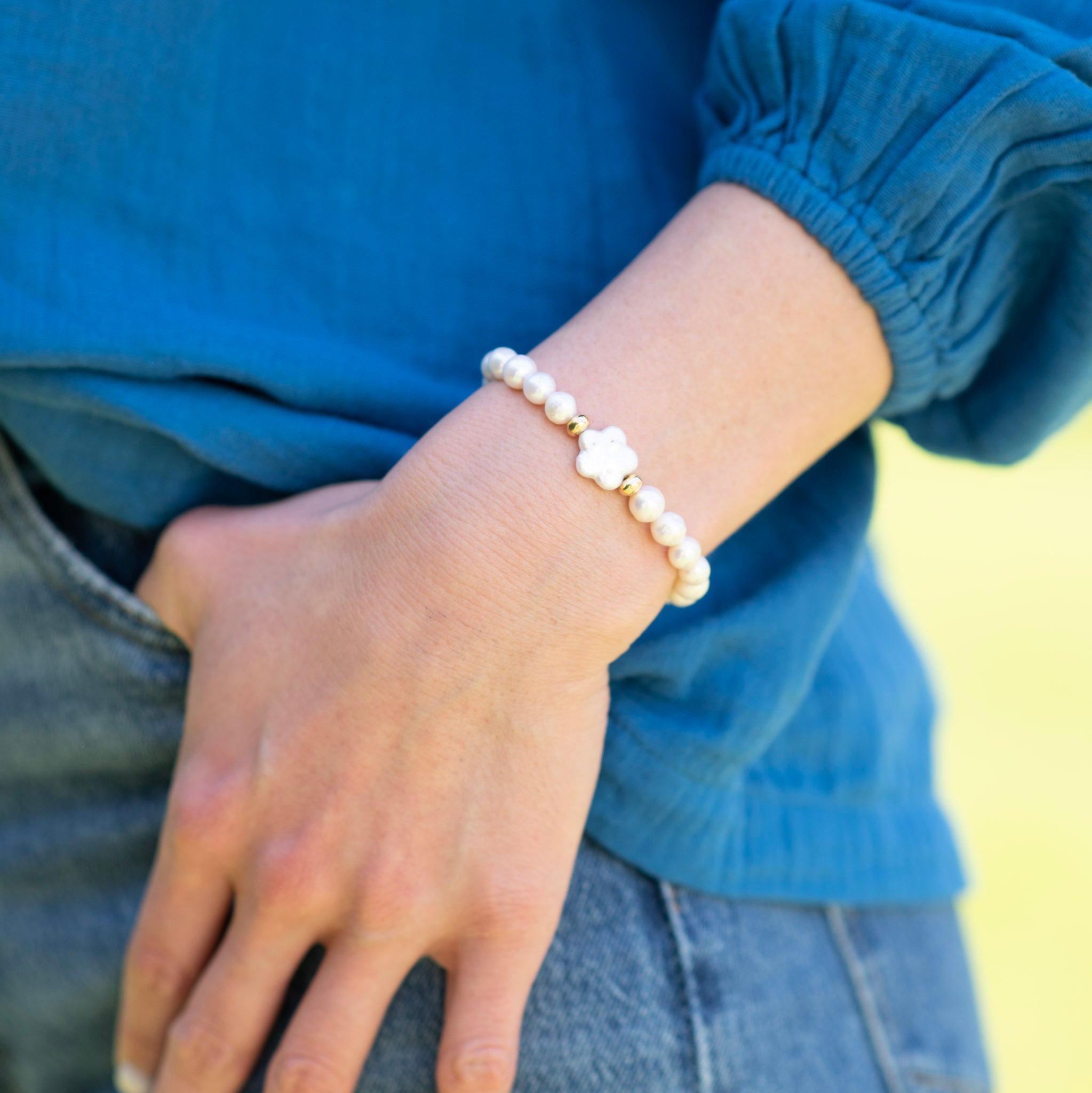 Freshwater Pearl Flower Bracelet