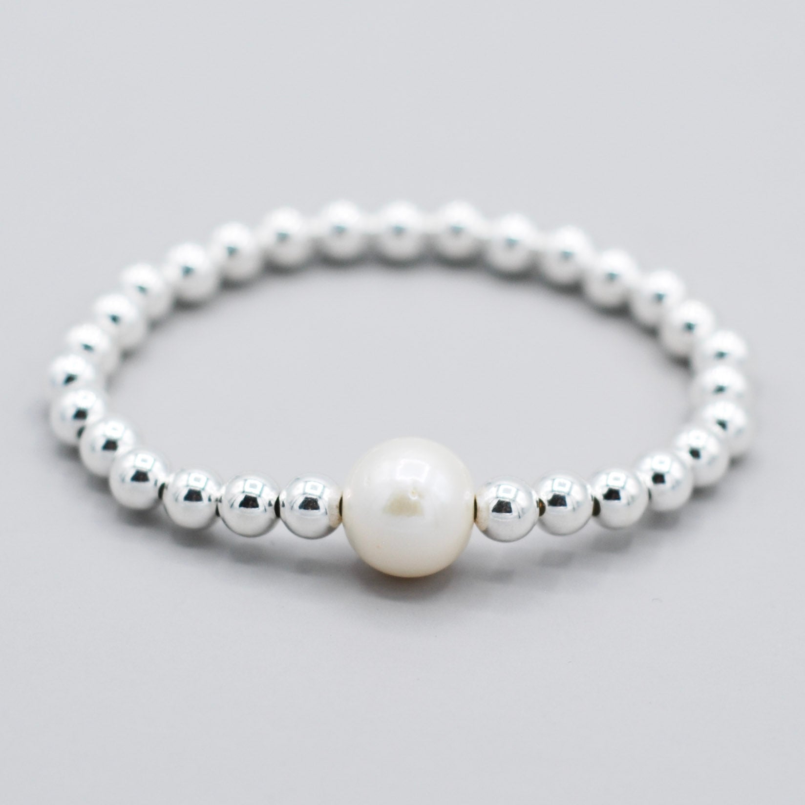 Freshwater Pearl & 6mm Sterling Silver Bracelet - Jewel Ya