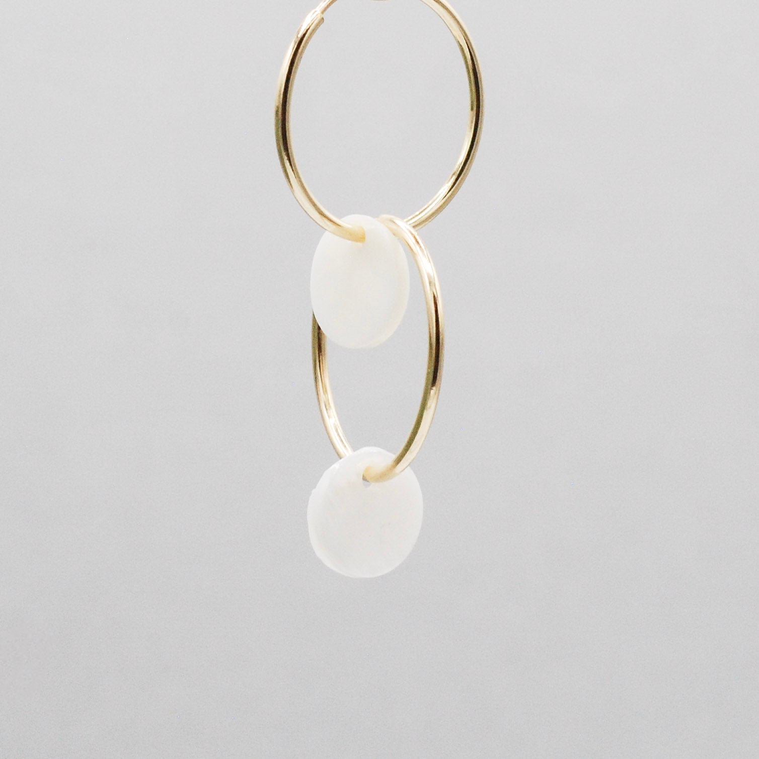 Mother of Pearl Hoop Drops - Jewel Ya