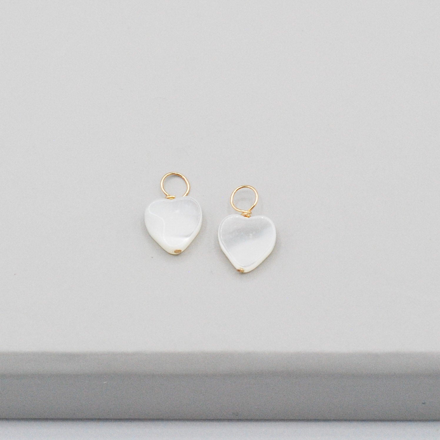 Mother of Pearl Heart Hoop Drops - Jewel Ya