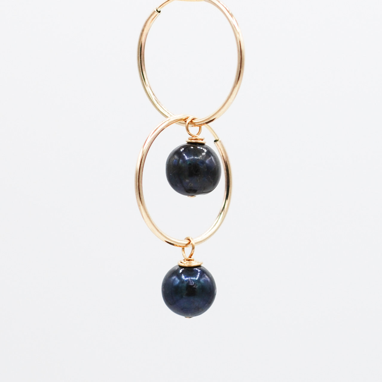 Navy Freshwater Pearl Hoop Drops - Jewel Ya