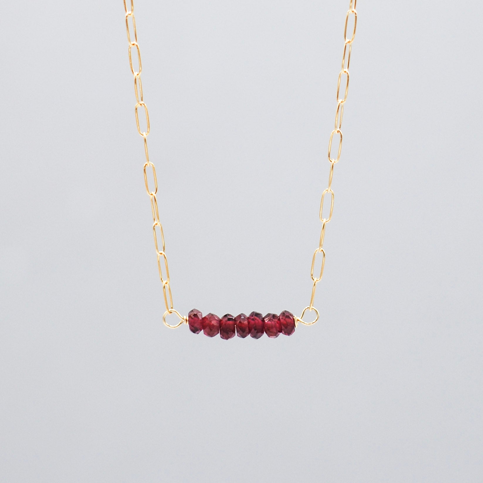 January Garnet Birthstone Paper Clip Necklace - Jewel Ya