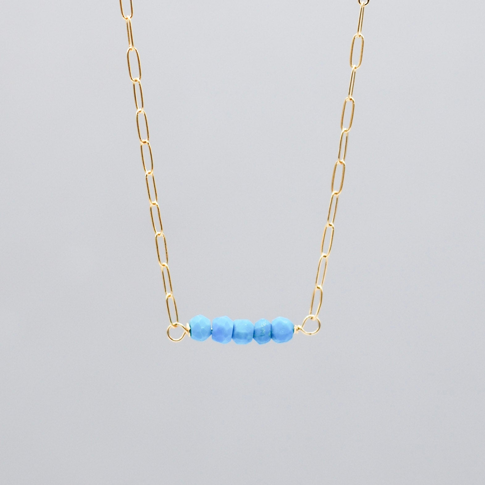 December Turquoise Birthstone Paper Clip Necklace - Jewel Ya