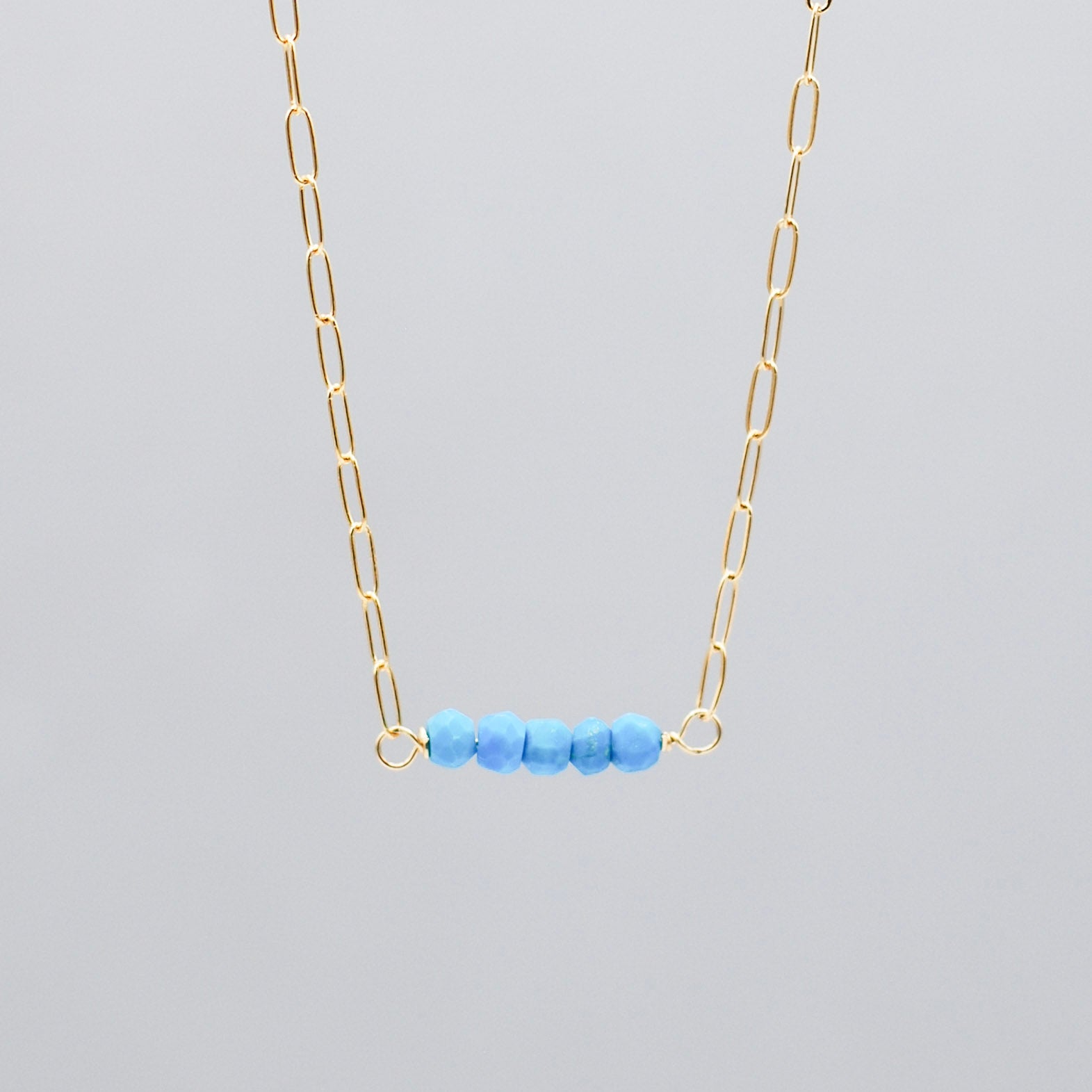 December Turquoise Birthstone Paperclip Necklace - Jewel Ya