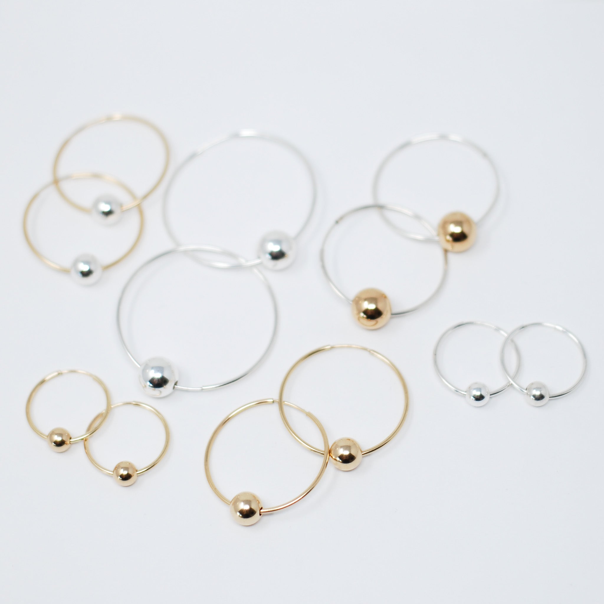 Sterling Silver Ball Hoop Drops - Jewel Ya