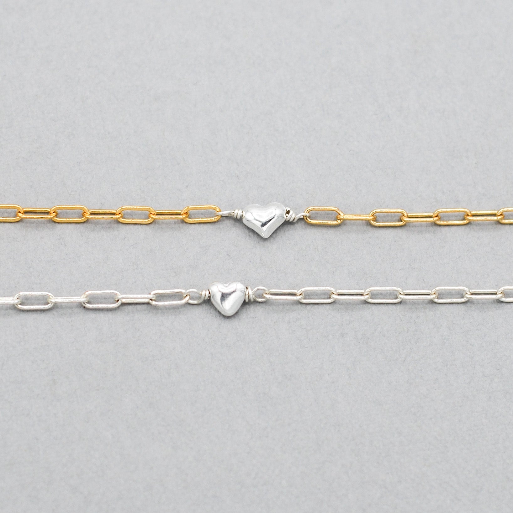 14k Gold Filled & Sterling Silver Heart Bracelet - Jewel Ya