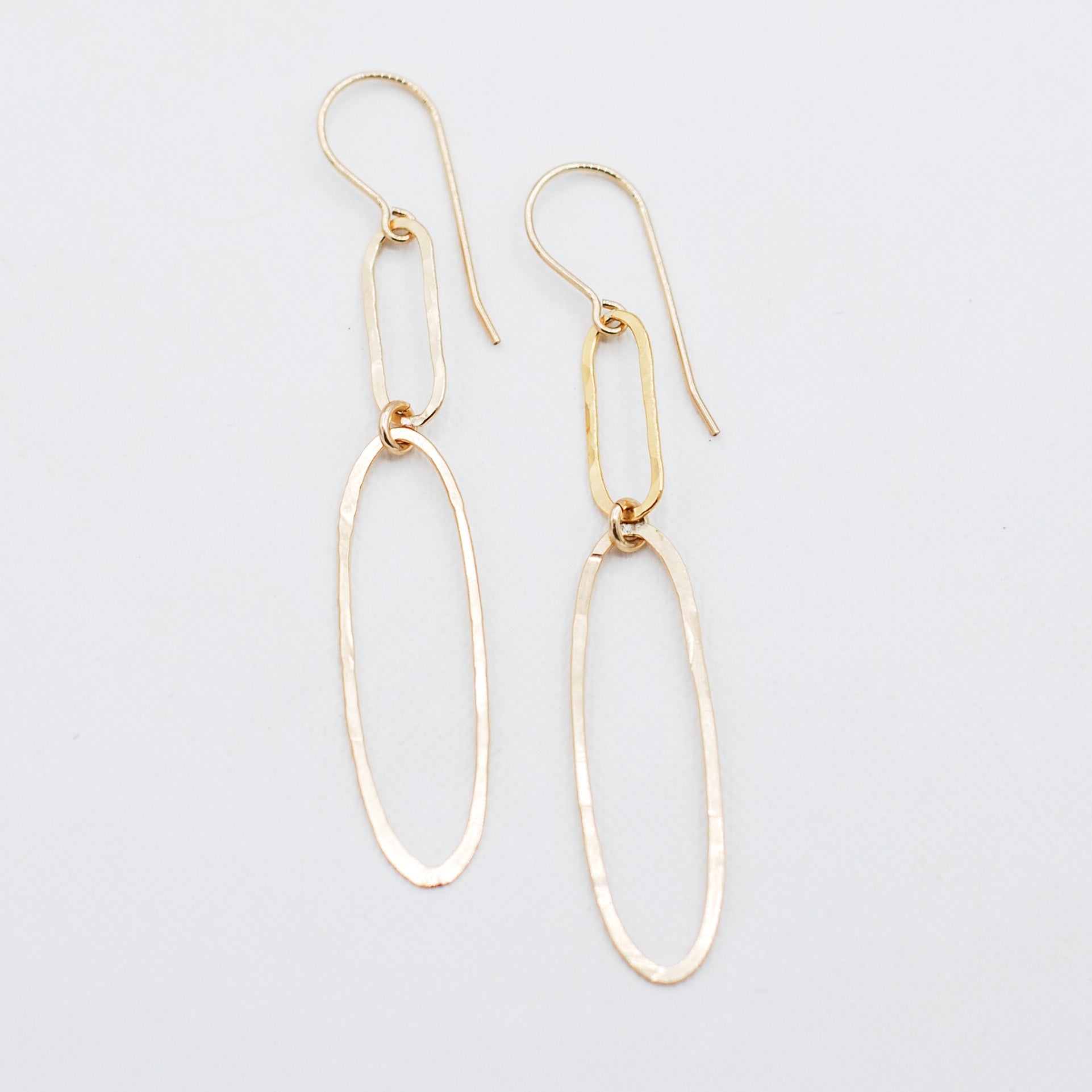 14k Gold Filled Hammered Link Earrings - Jewel Ya