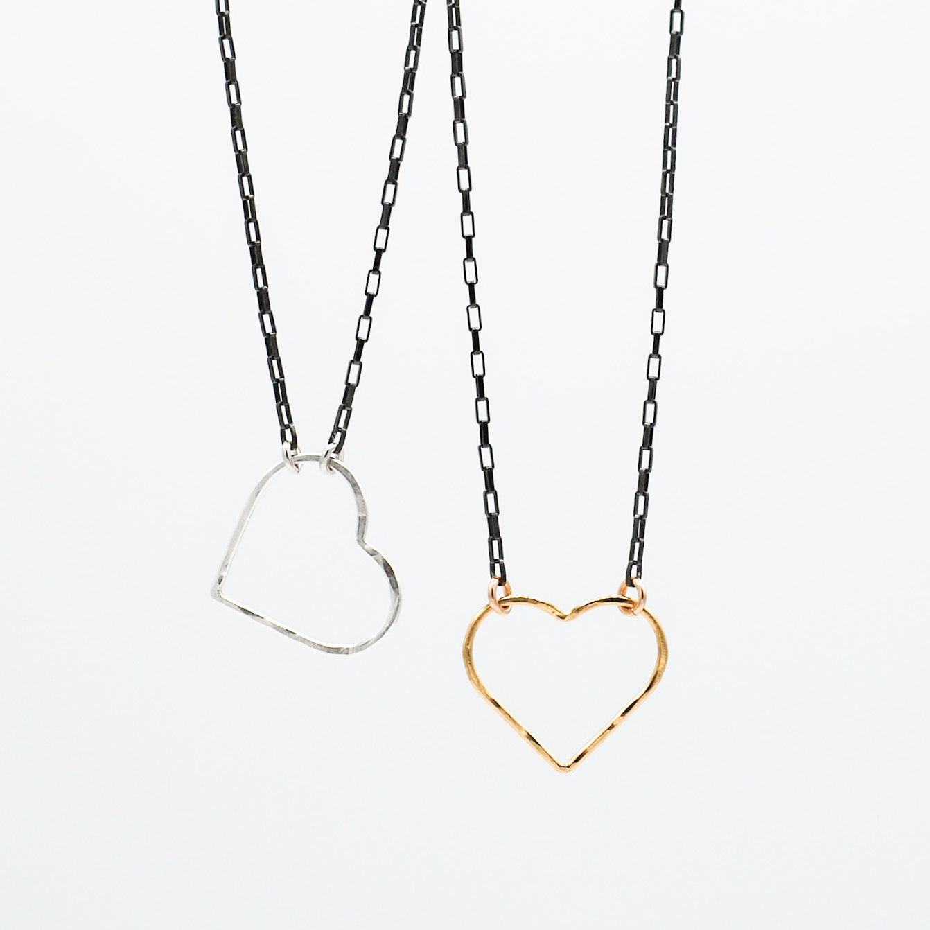 Heart & Black Diamond Petite Chain Necklace - Jewel Ya