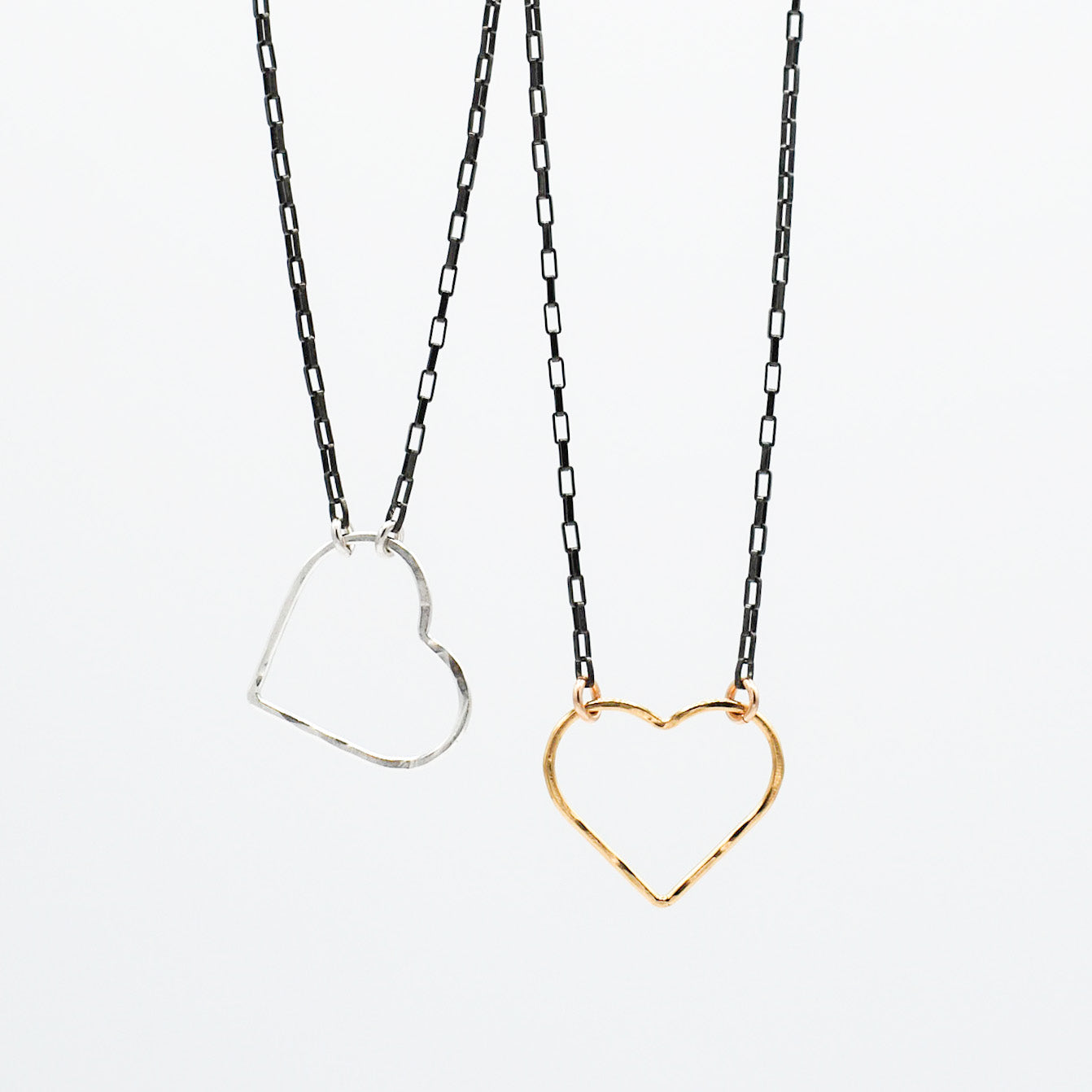 Heart & Black Diamond Petite Chain Necklace