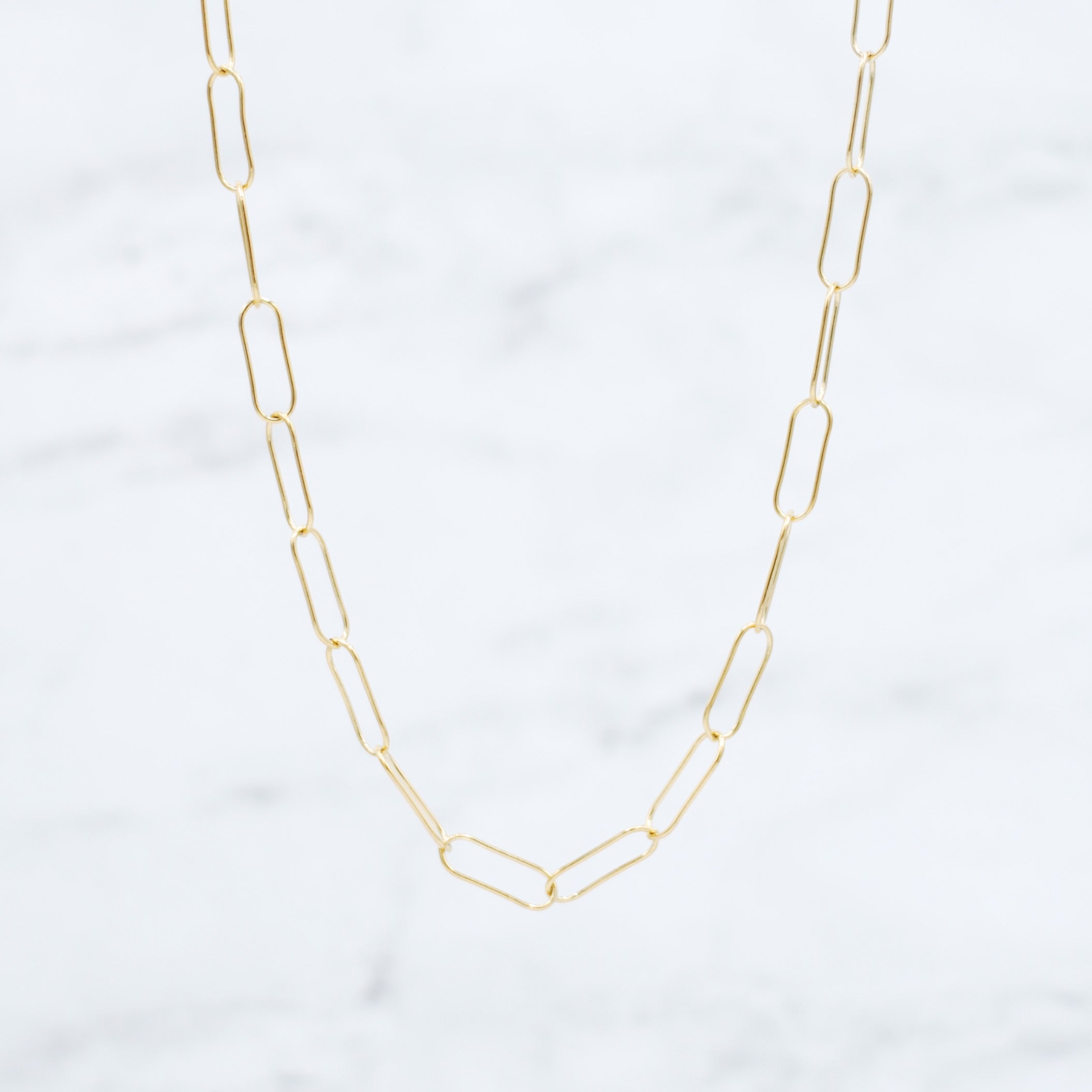 14k Gold Filled & Sterling Silver Extra Large Paper Clip Chain Necklace Layering Set - Jewel Ya