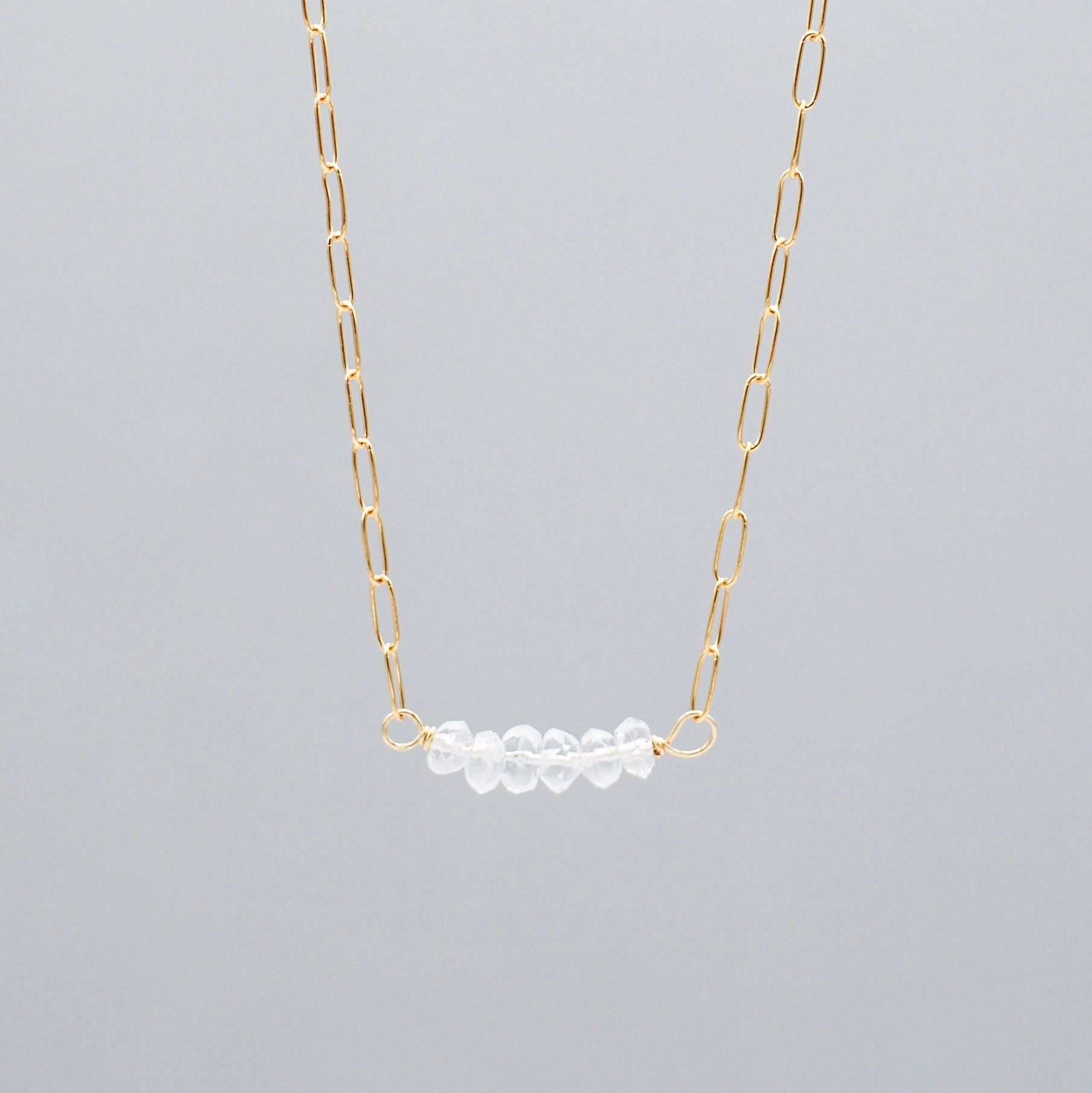 April Crystal Quartz Paperclip Necklace - Jewel Ya