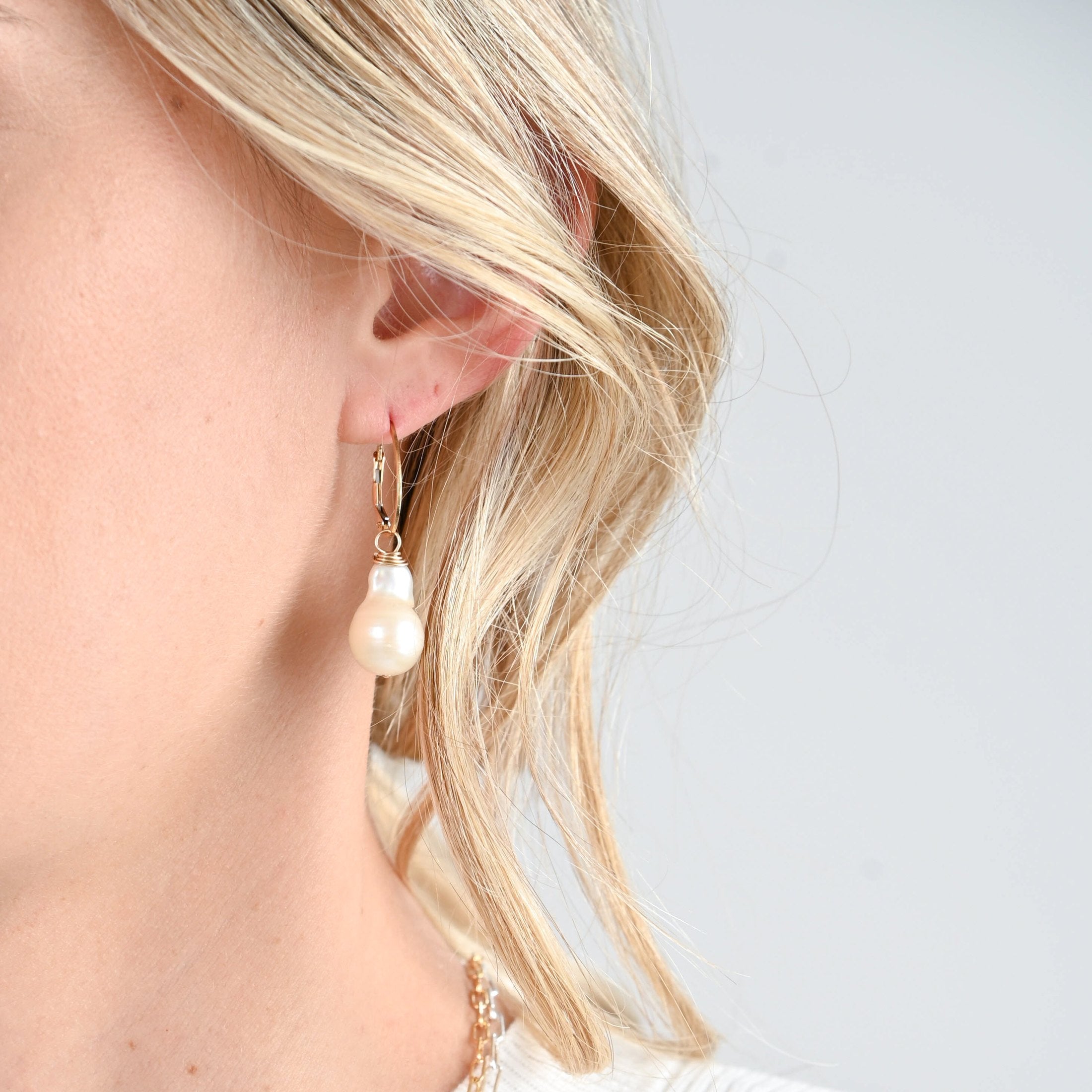 Clip Hoops & Freshwater Pearl Drops
