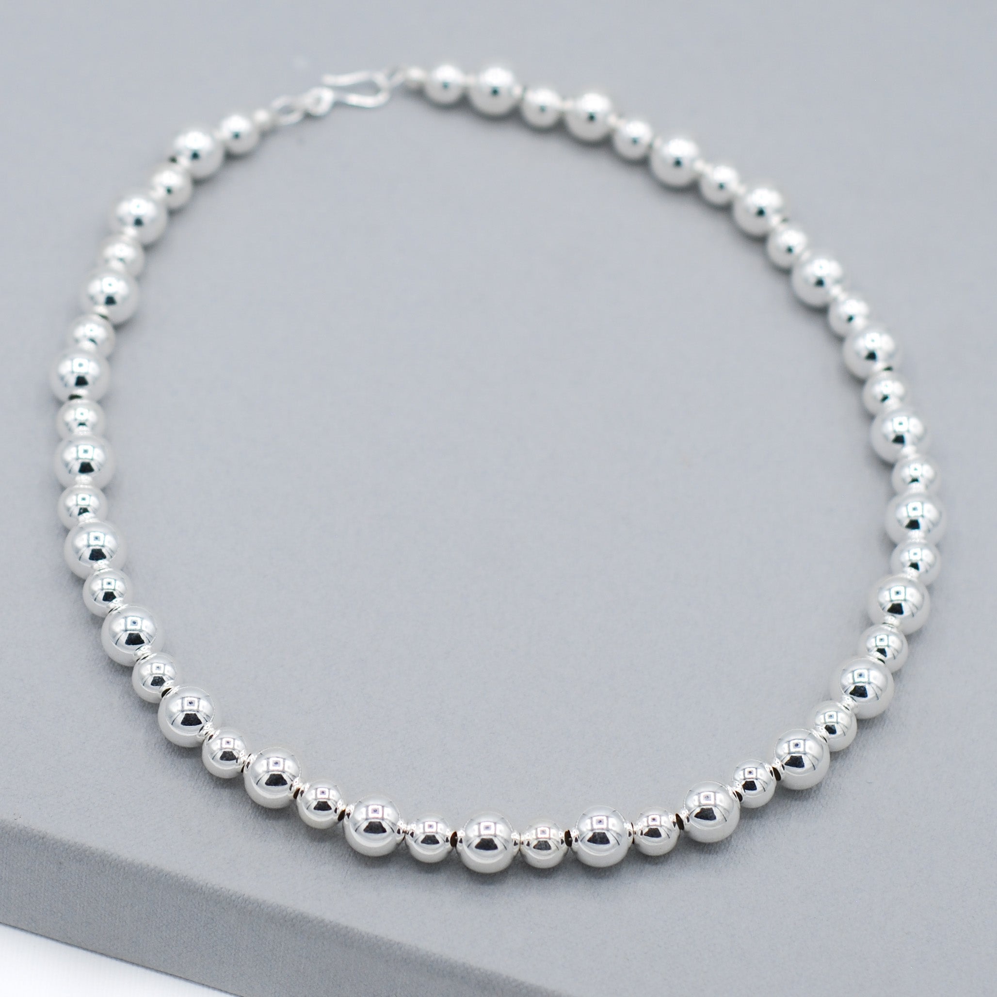 Sterling Silver 6mm & 10mm Beaded Lux Necklace - Jewel Ya
