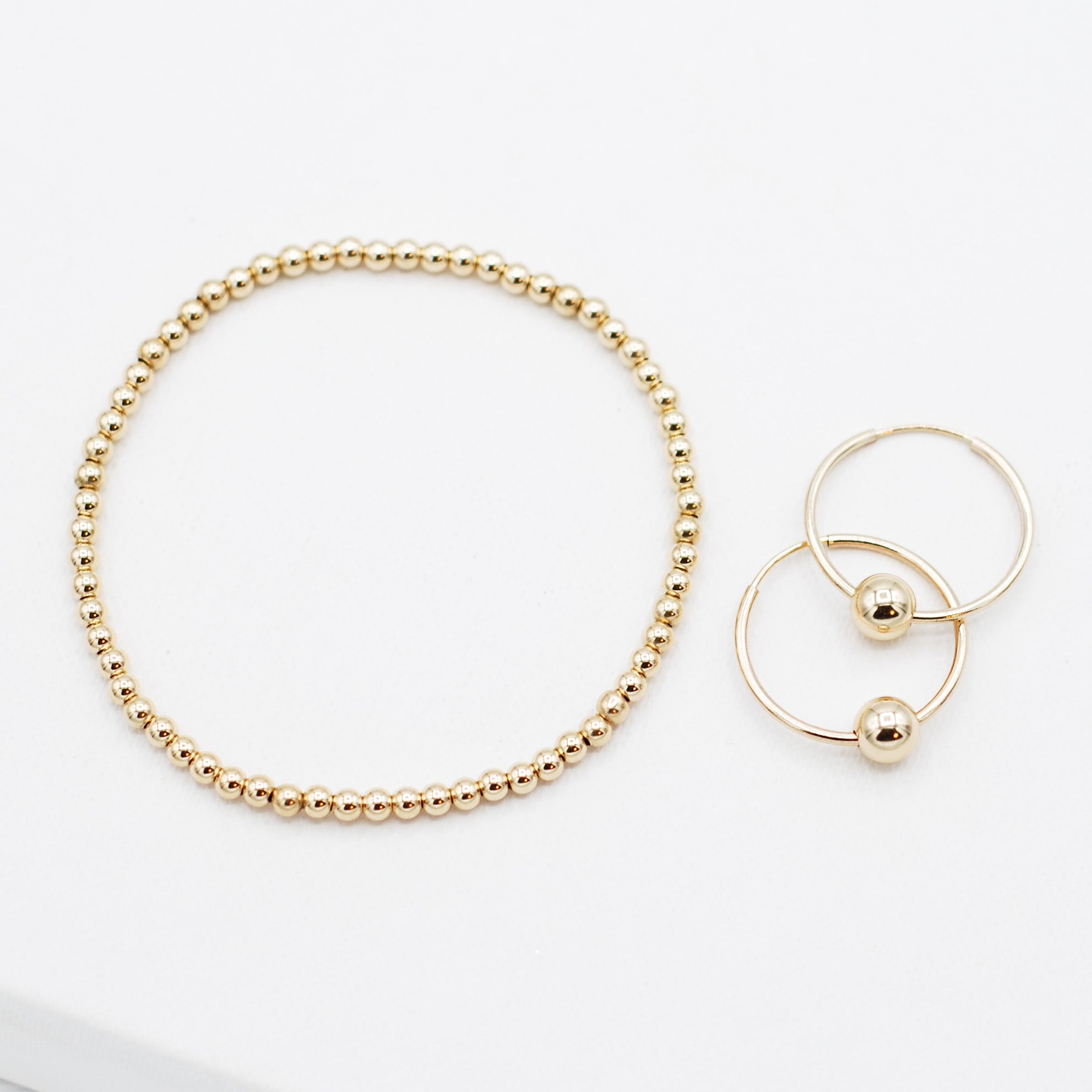 14k Gold Filled Bracelet & Hoop Set