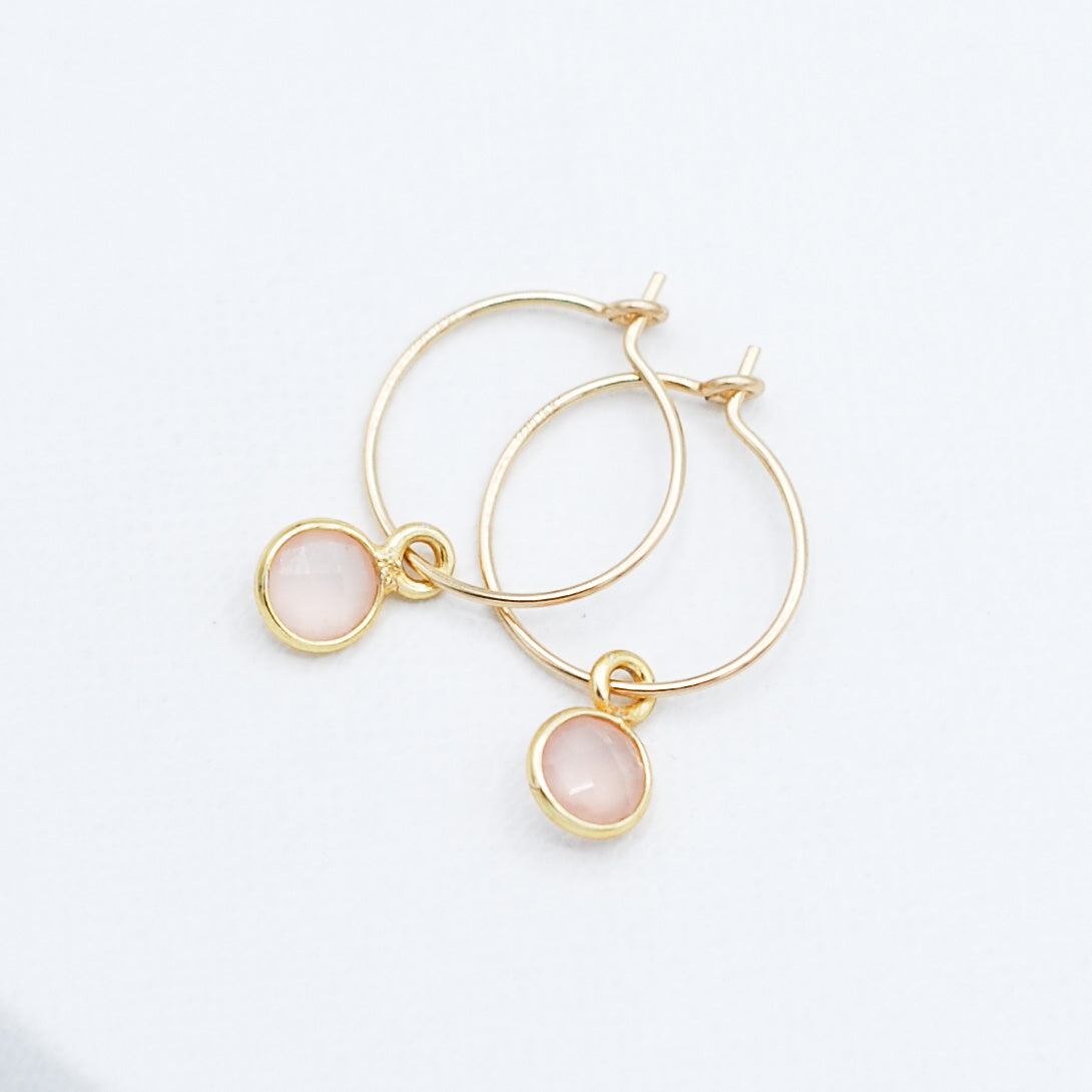 Petite Rose Quartz Hoop Drops - Jewel Ya