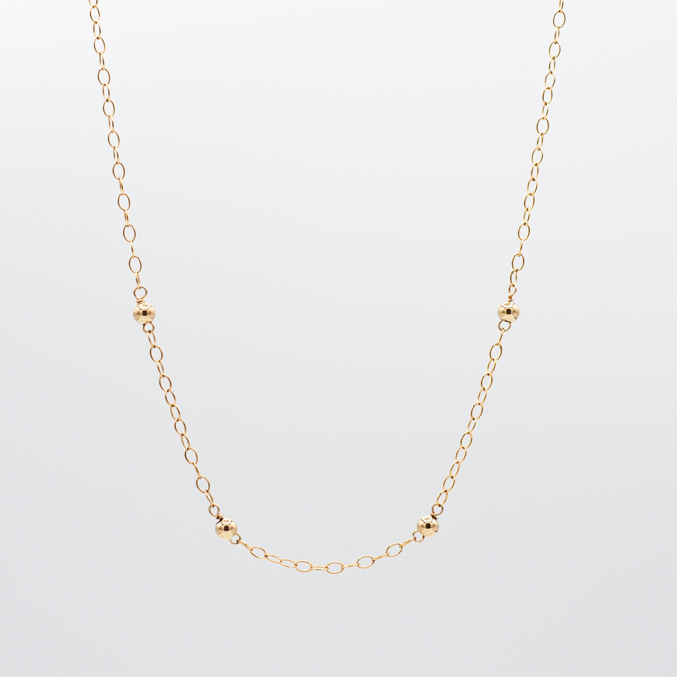 14k Gold Filled Petite Station Necklace - Jewel Ya