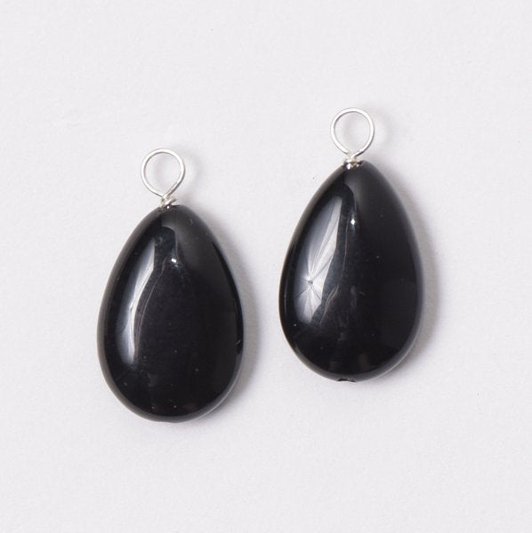 Smooth Black Onyx Hoop Drops