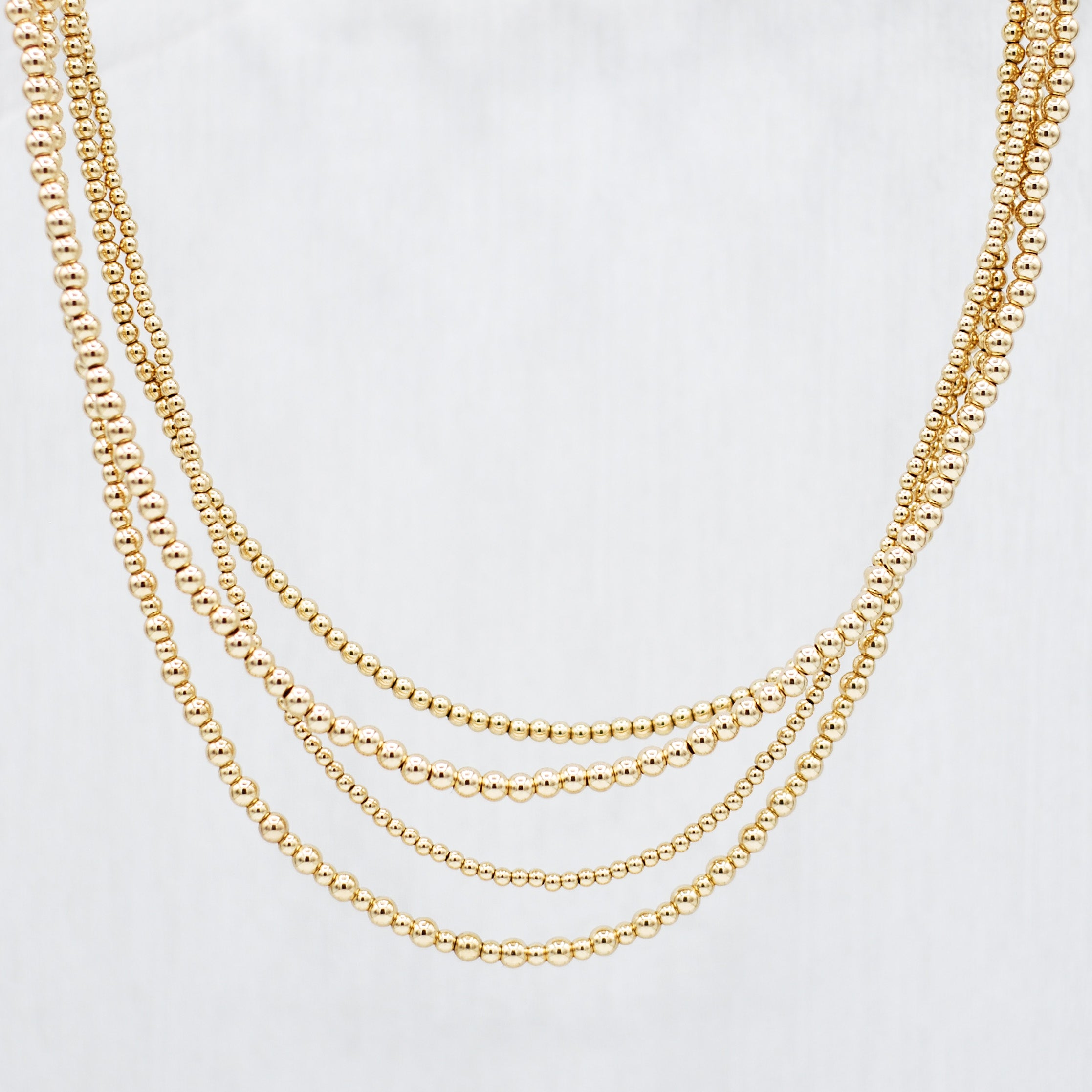 14k Gold Filled 4mm Beaded Lux Necklace - Jewel Ya