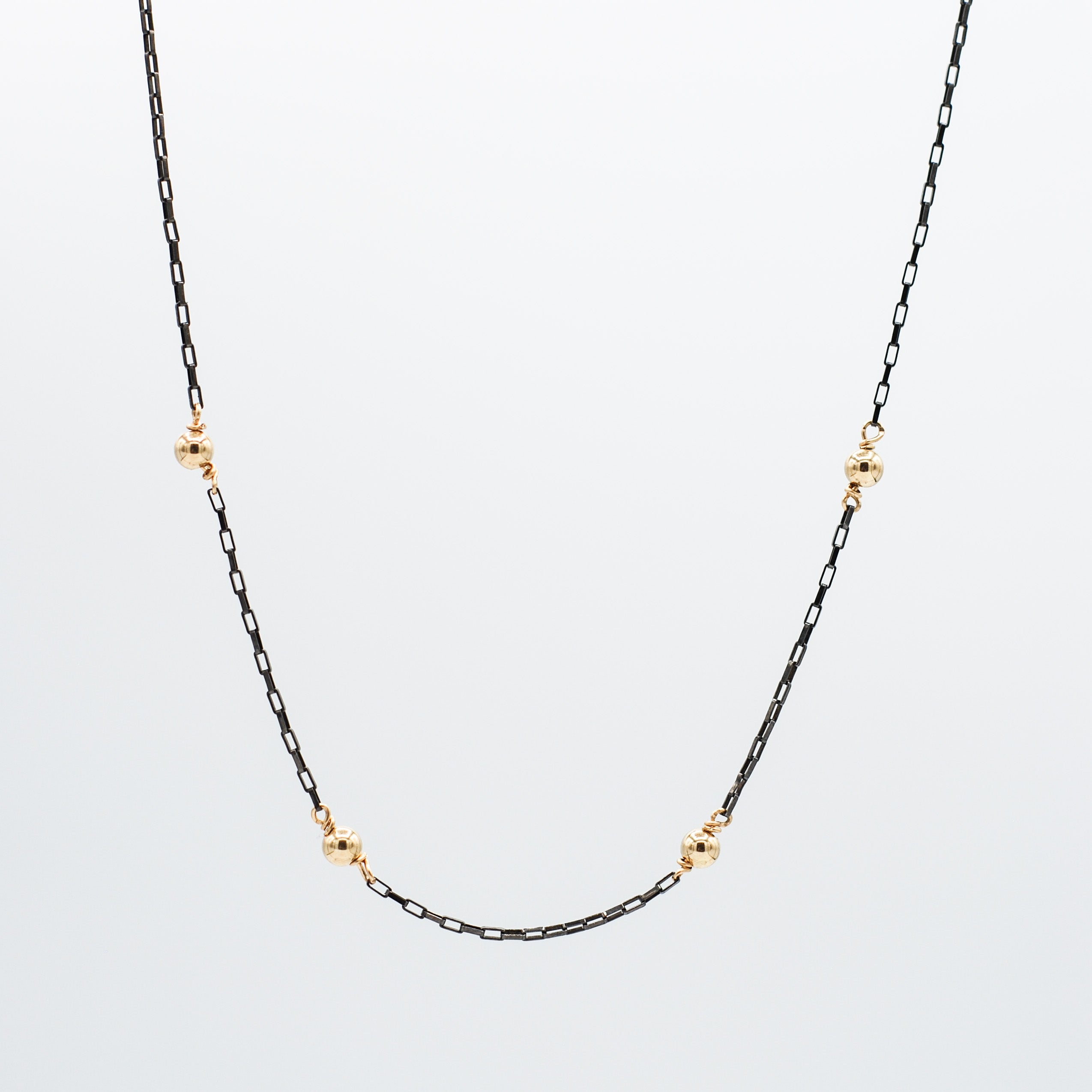 Petite Black Diamond Station Necklace - Jewel Ya