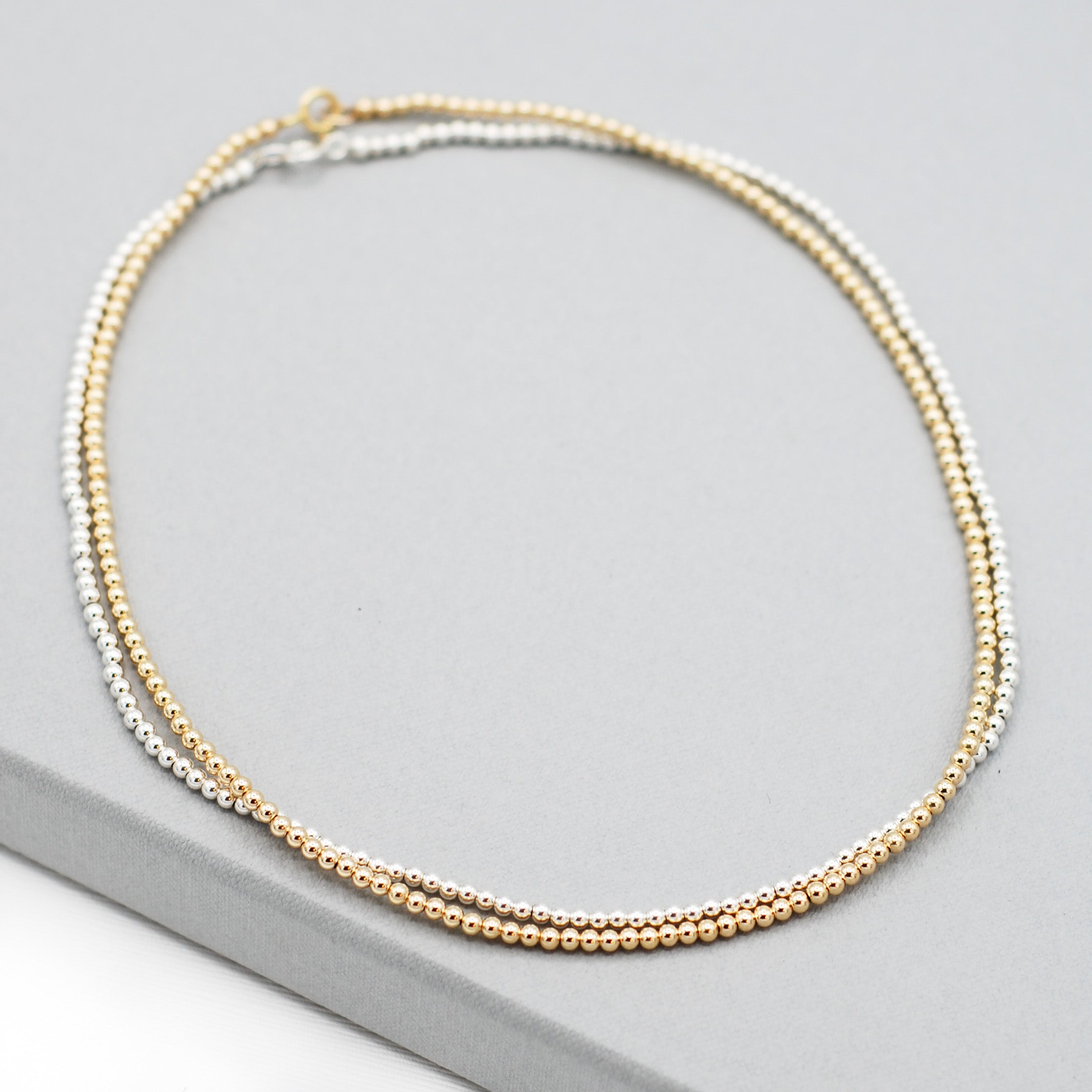 Sterling Silver & 14k Gold Filled Beaded Necklace Layering Set