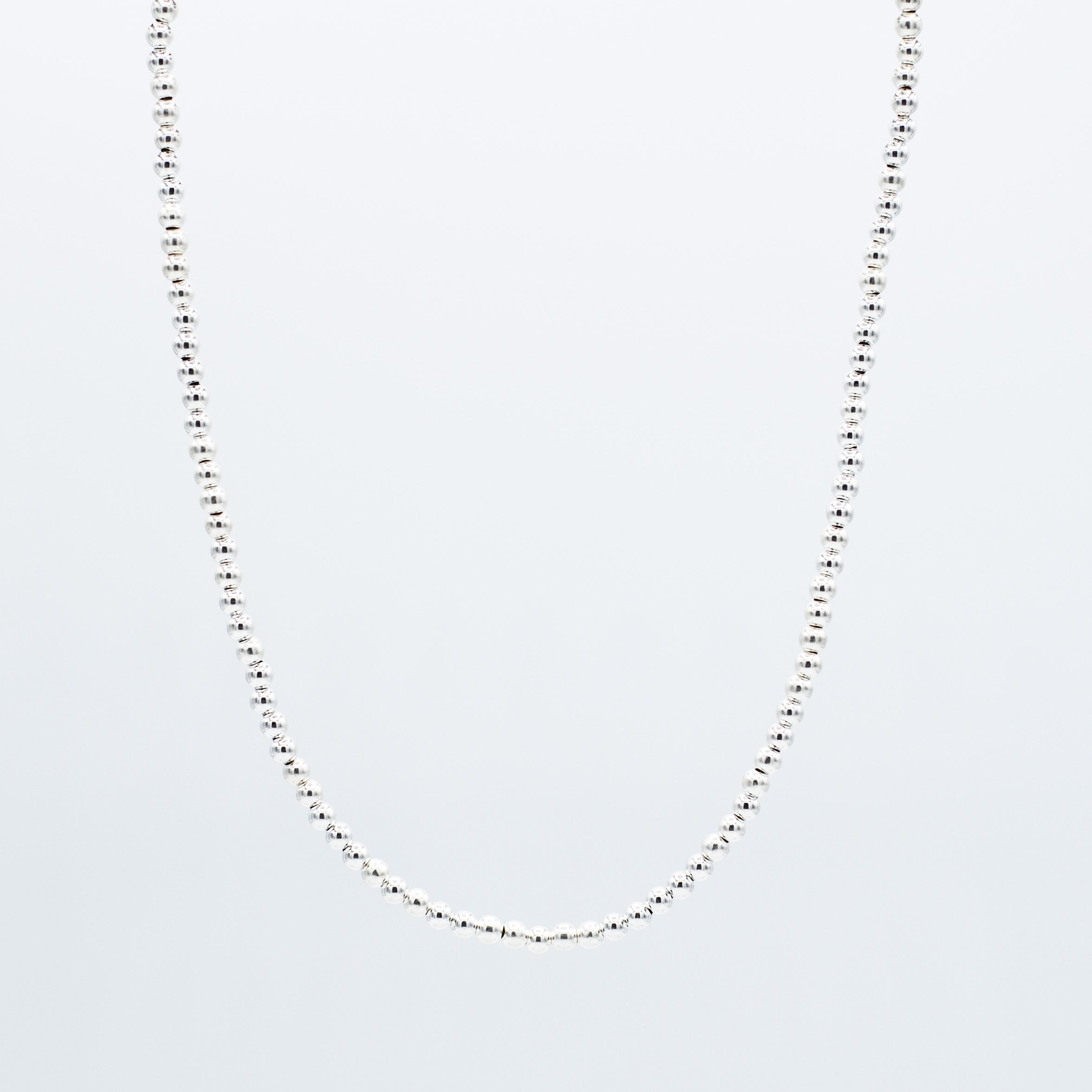 4mm Sterling Silver Beaded Necklace