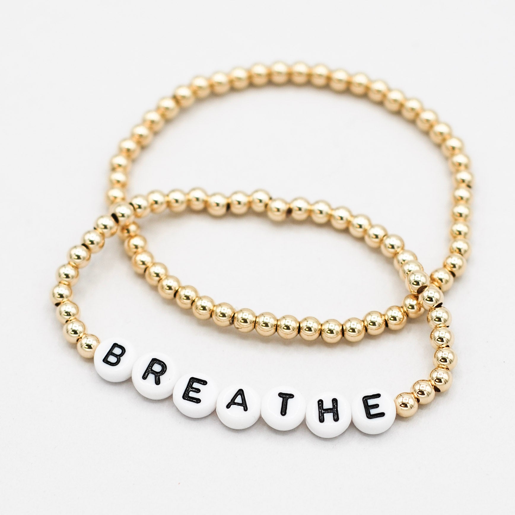 Intention 'Breathe' 4mm 14k Gold filled Bracelet Set