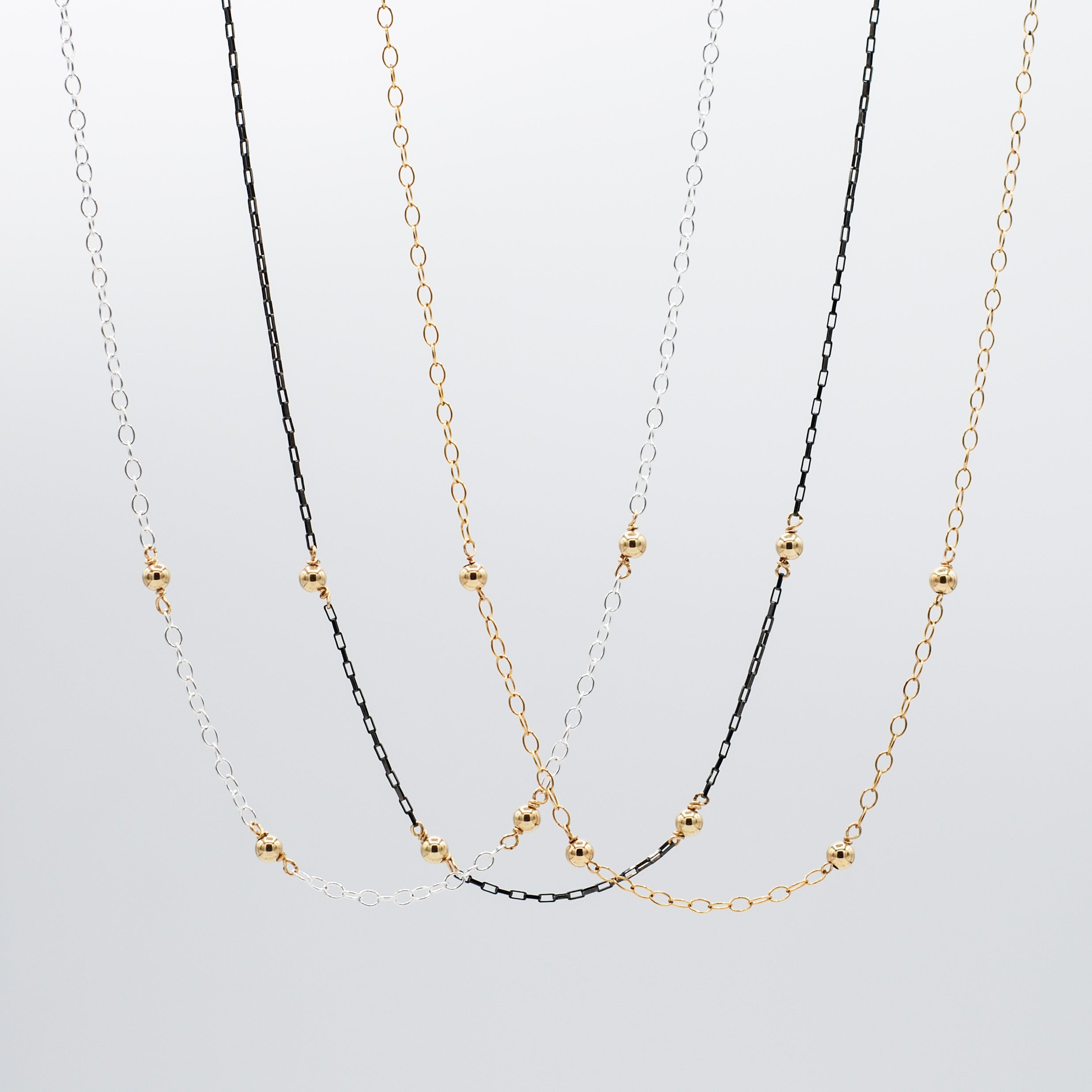14k Gold Filled Petite Station Necklace - Jewel Ya