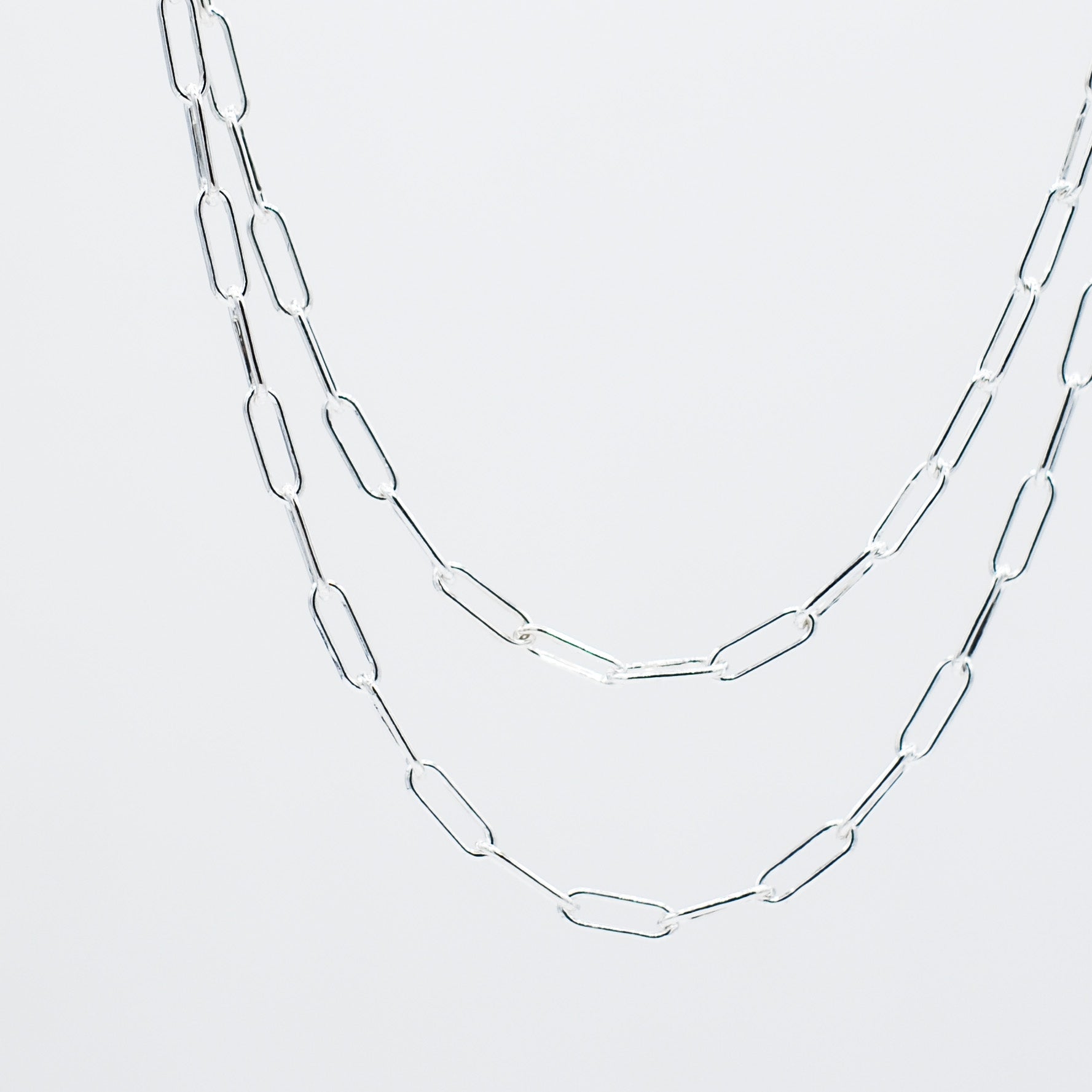 Sterling Silver Medium Paper Clip Long Chain