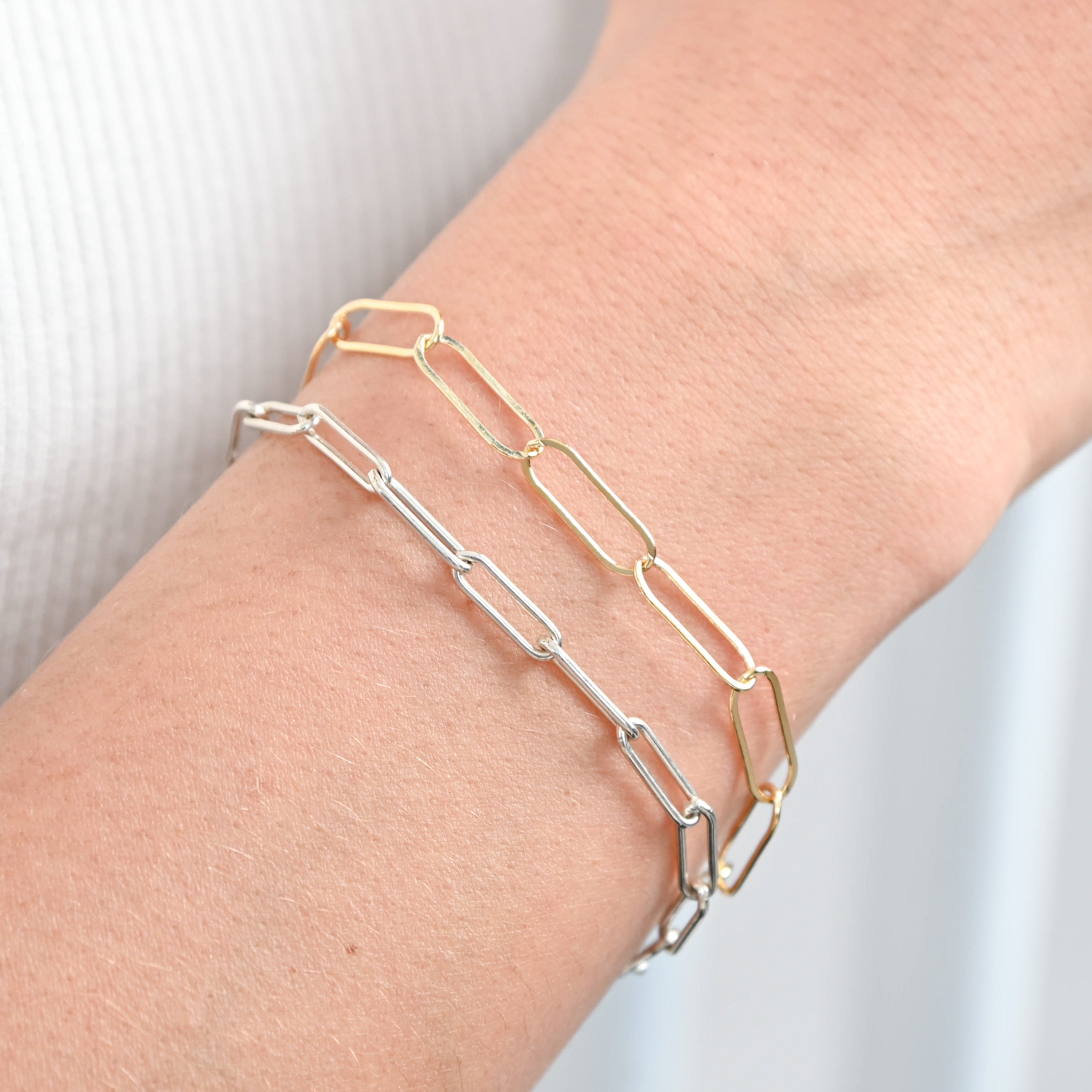 Sterling Silver Large Paper Clip Chain Bracelet