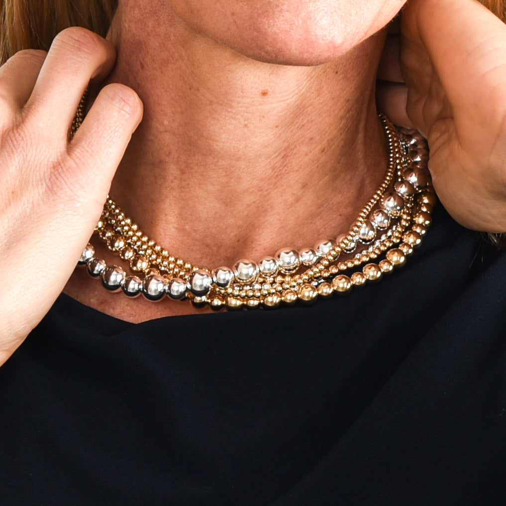6mm & 8mm 14k Gold Filled Beaded Necklace
