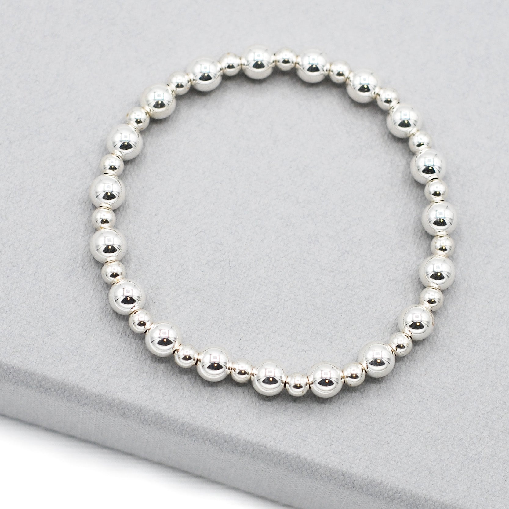 4mm & 6mm Sterling Silver Beaded Bracelet - Jewel Ya