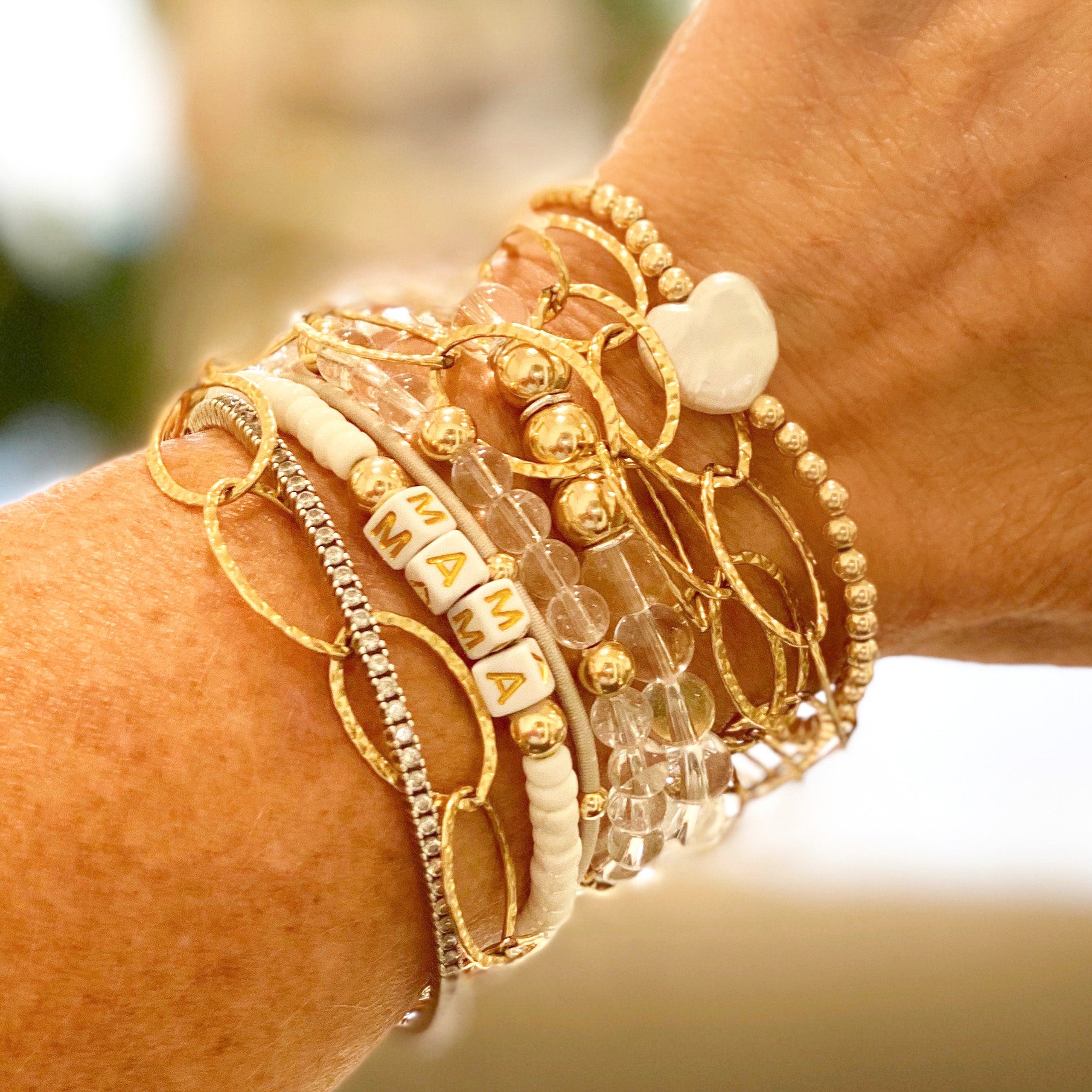 4mm 14k Gold Filled & Freshwater Pearl Heart Bracelet - Jewel Ya